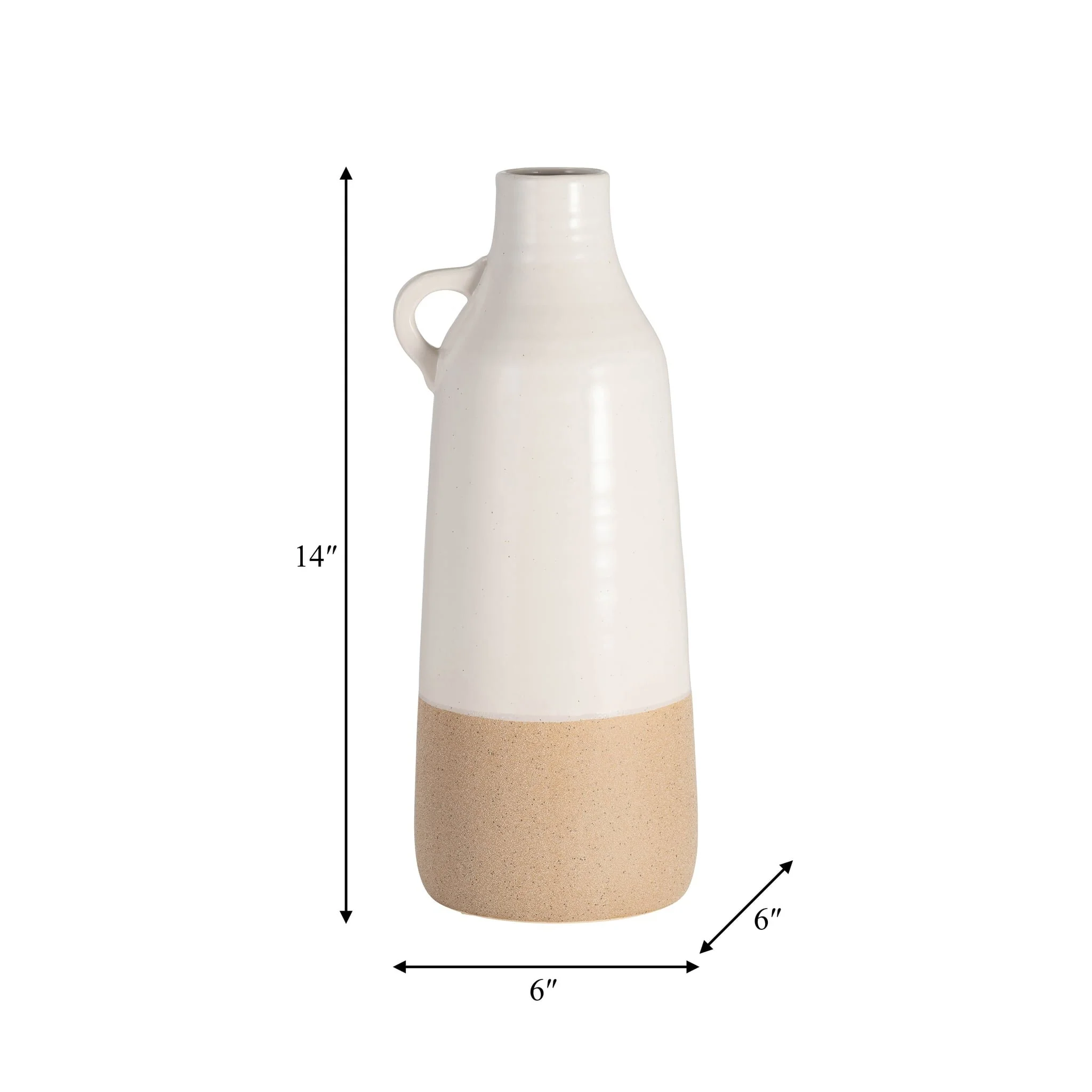 Cer, 14" Bottle Vase, White/tan - Image 8