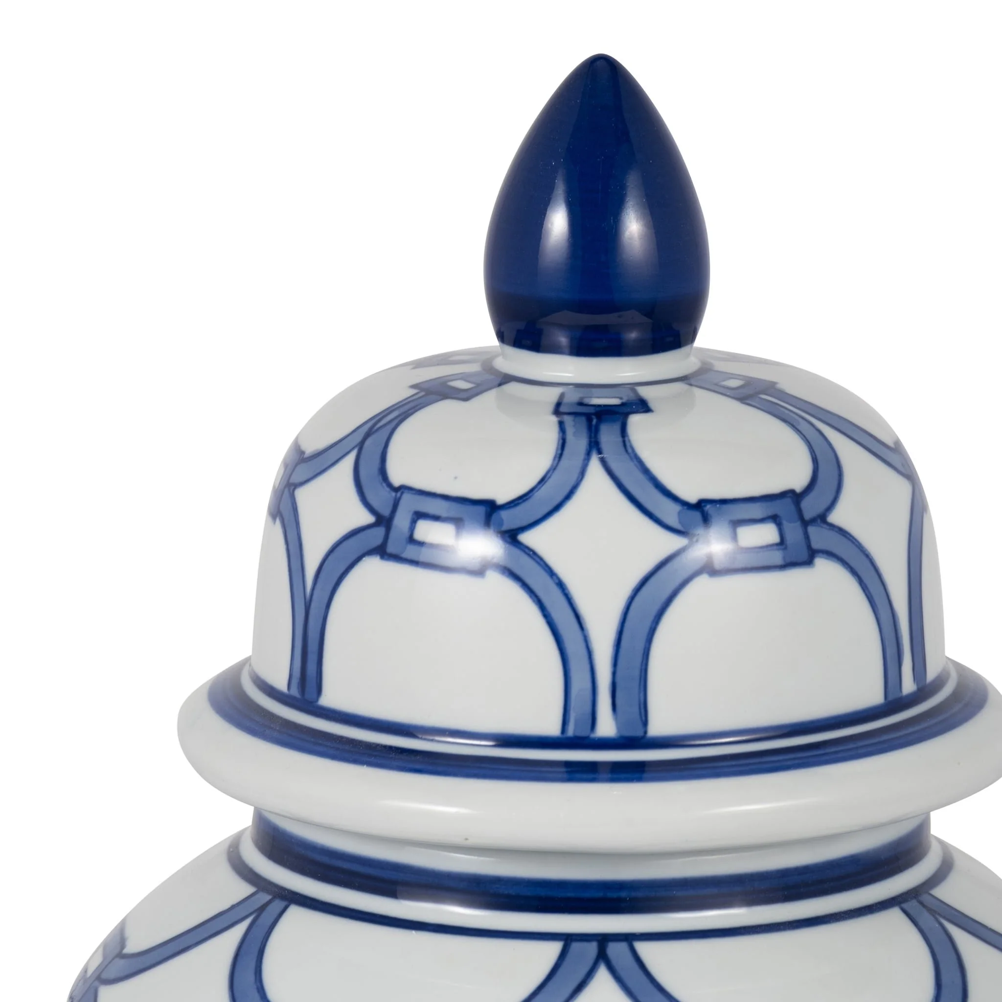 Cer, 14" Links Temple Jar, Blue/white - Image 4
