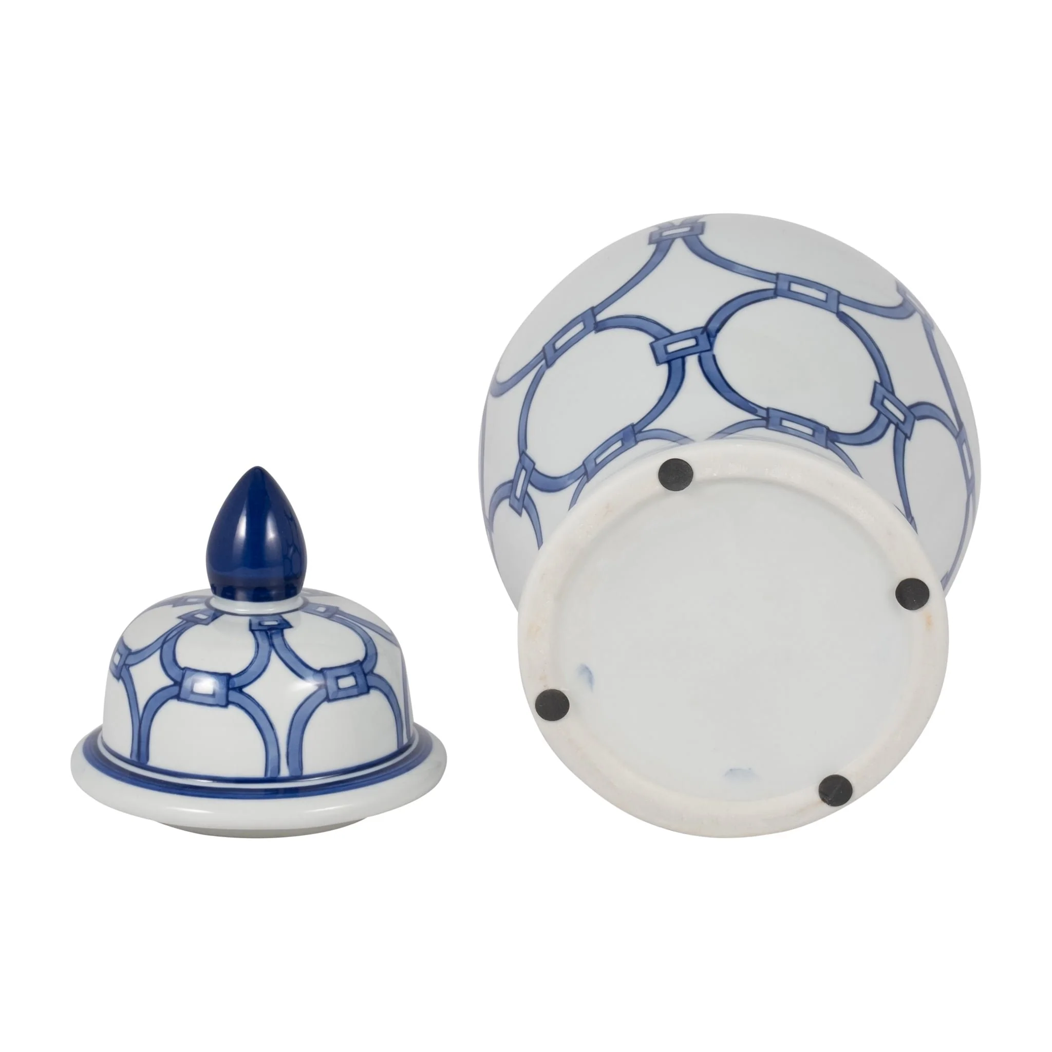 Cer, 14" Links Temple Jar, Blue/white - Image 7