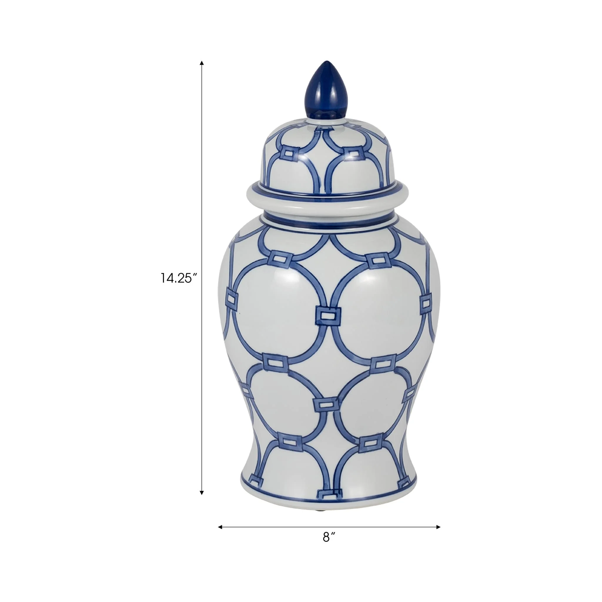 Cer, 14" Links Temple Jar, Blue/white - Image 9