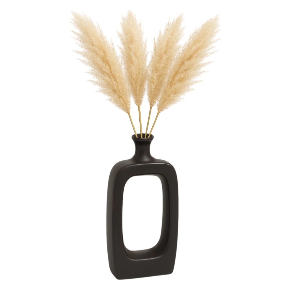 Cer, 14" Vase W/cutout, Black - Image 2