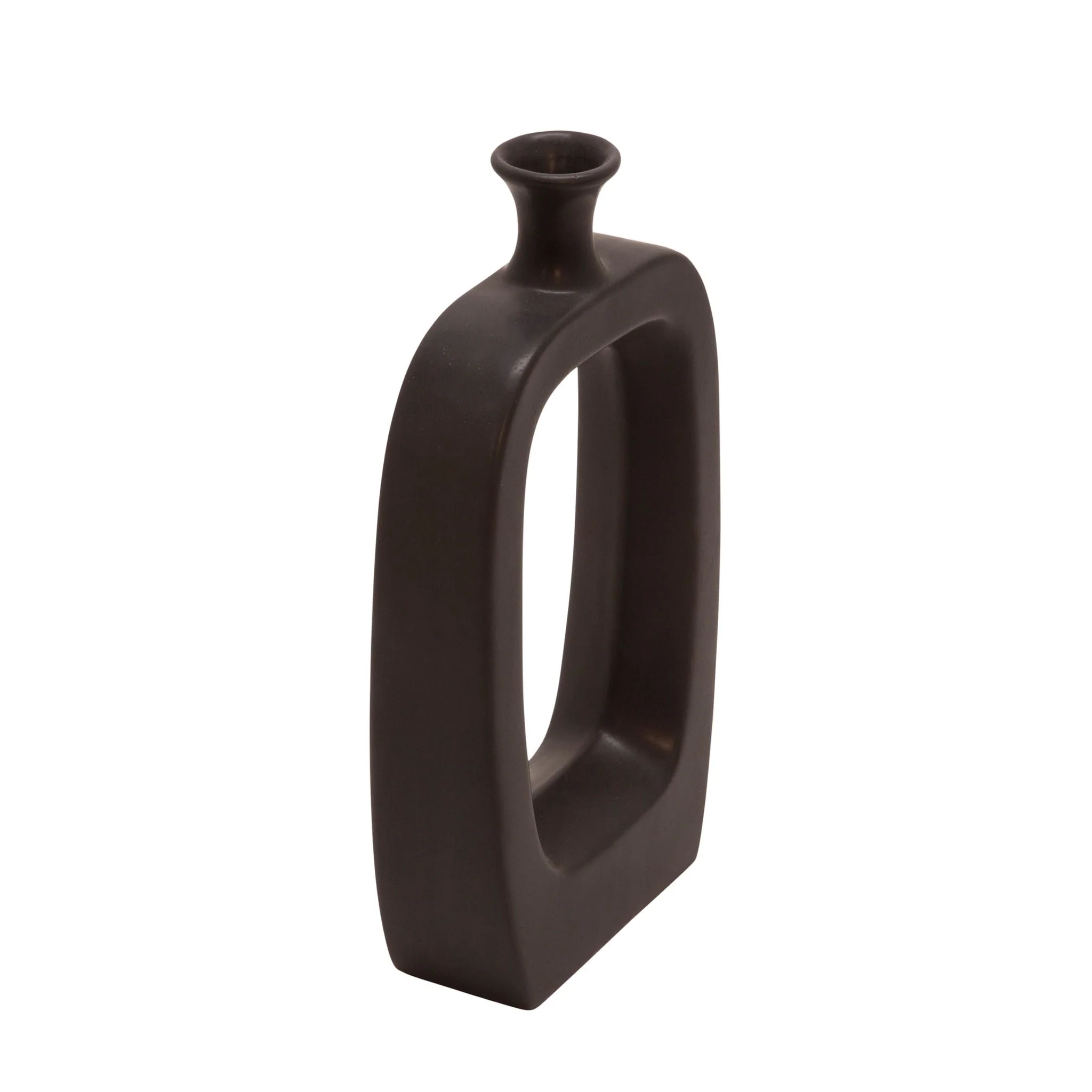 Cer, 14" Vase W/cutout, Black - Image 3