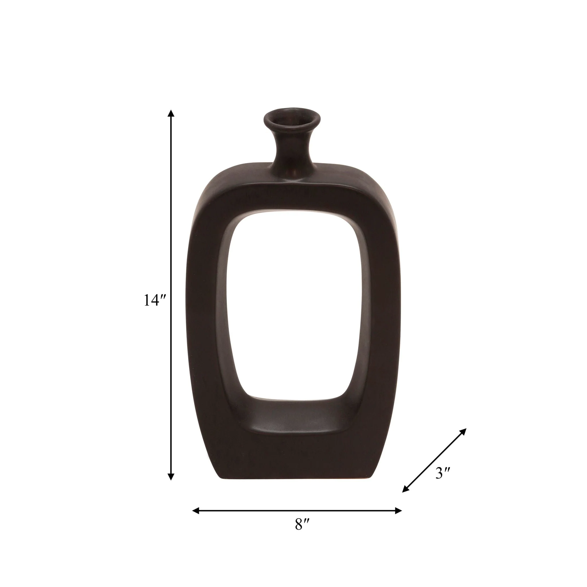 Cer, 14" Vase W/cutout, Black - Image 5