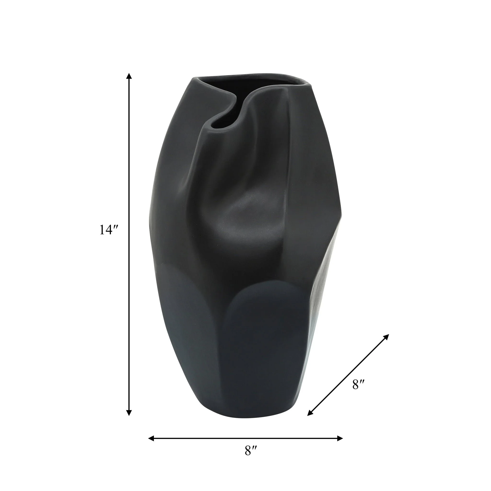 Cer, 14"h Abstract Vase, Black - Image 3