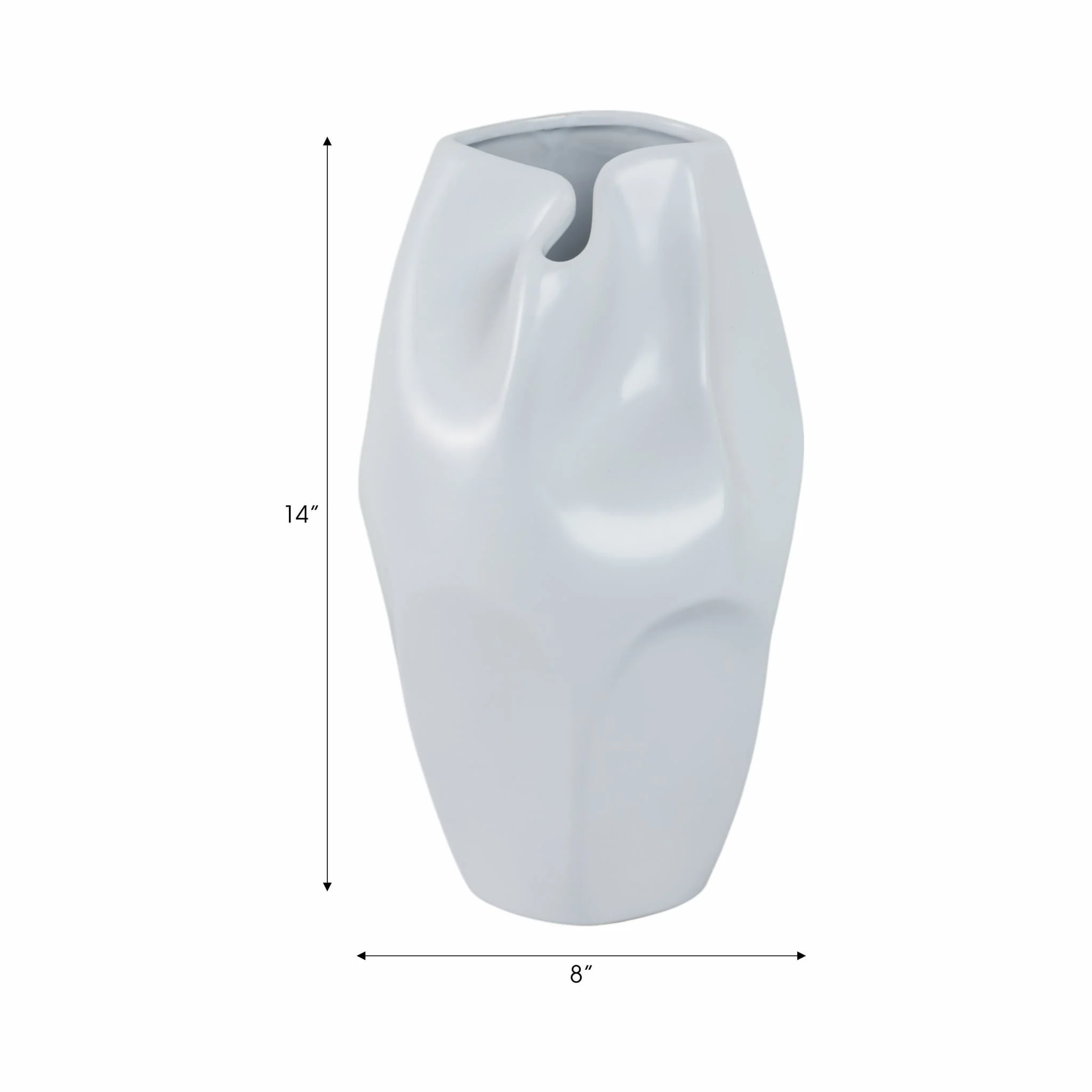Cer, 14"h Abstract Vase, White - Image 8