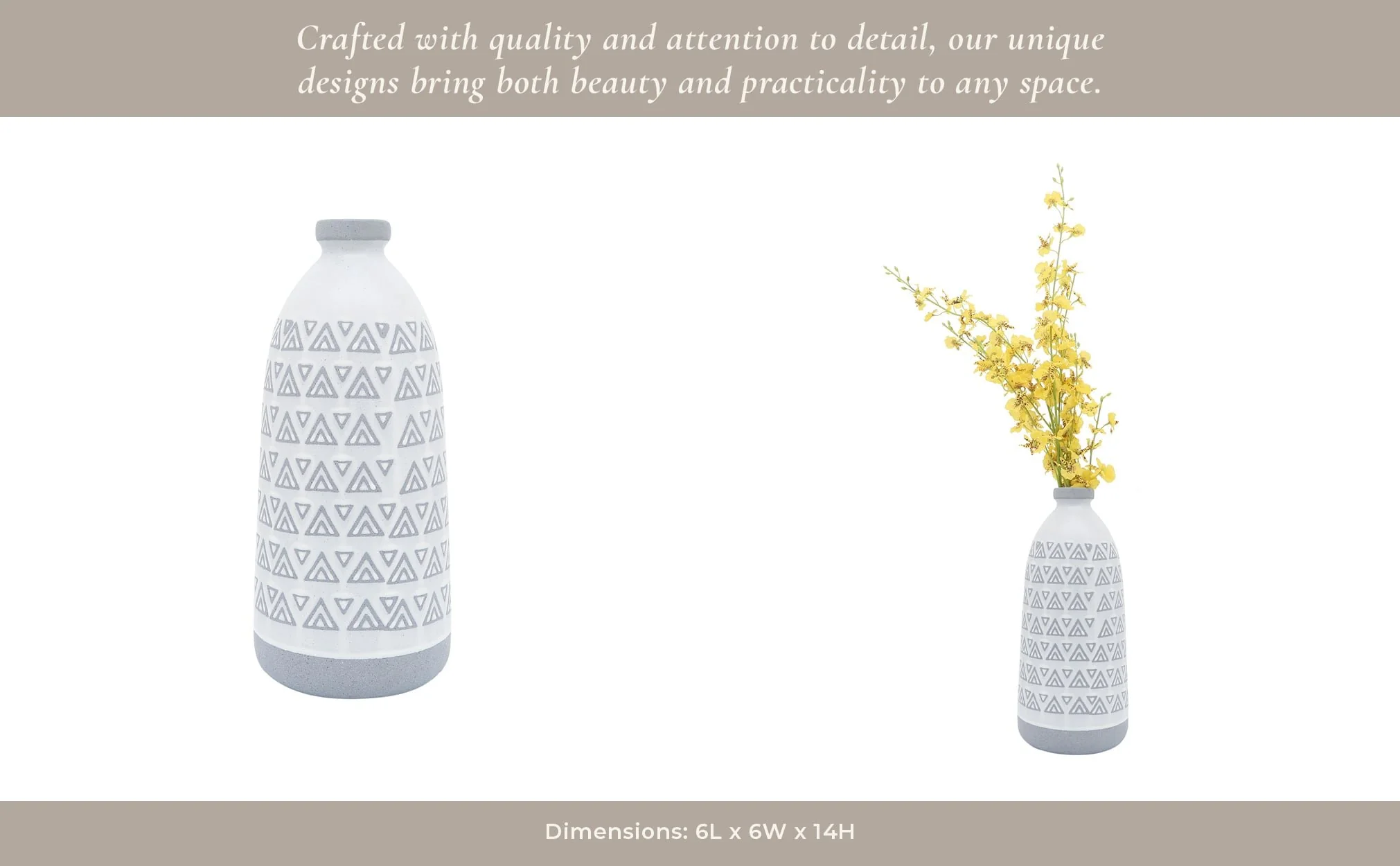 Cer, 14"h Aztec Vase, Gray - Image 11