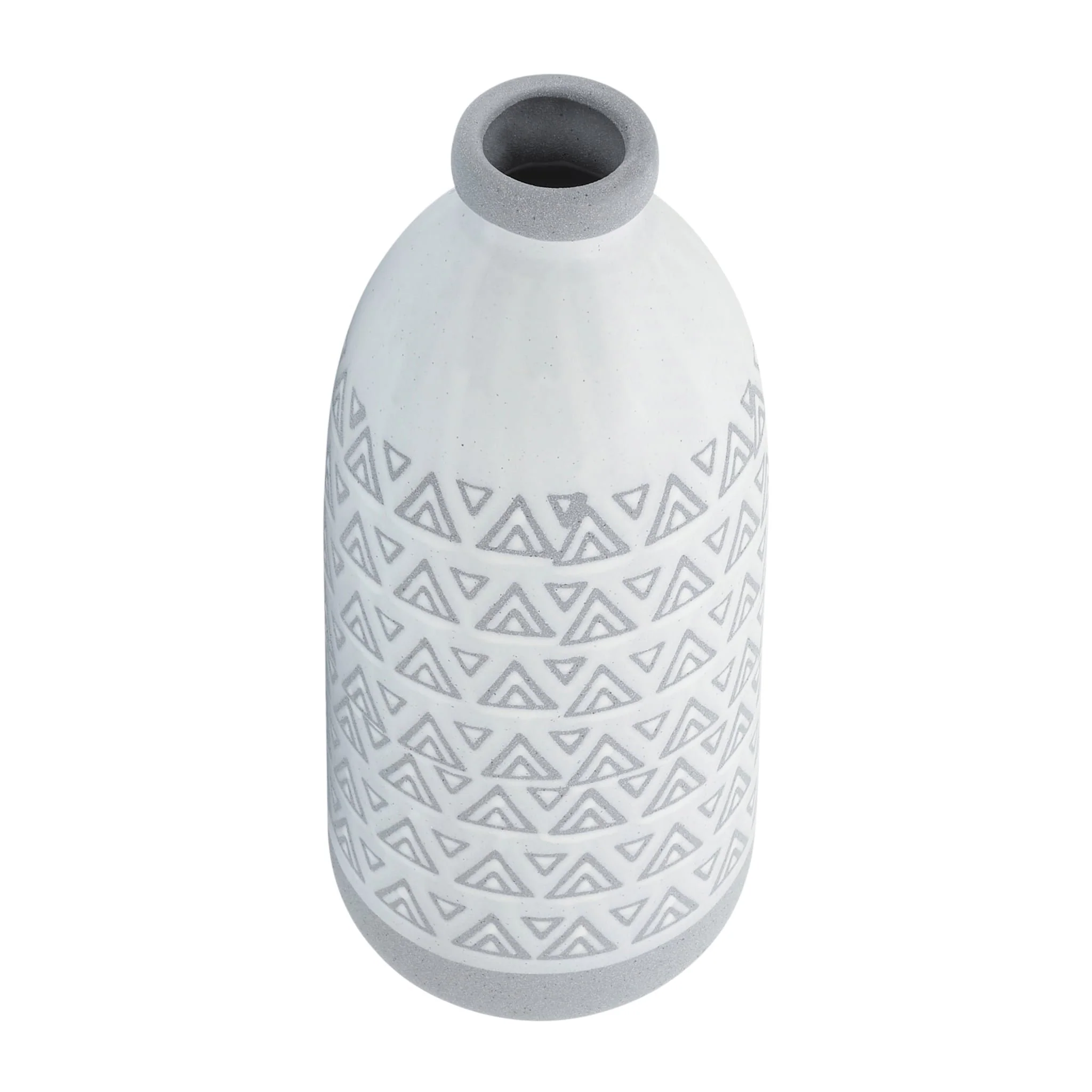 Cer, 14"h Aztec Vase, Gray - Image 3
