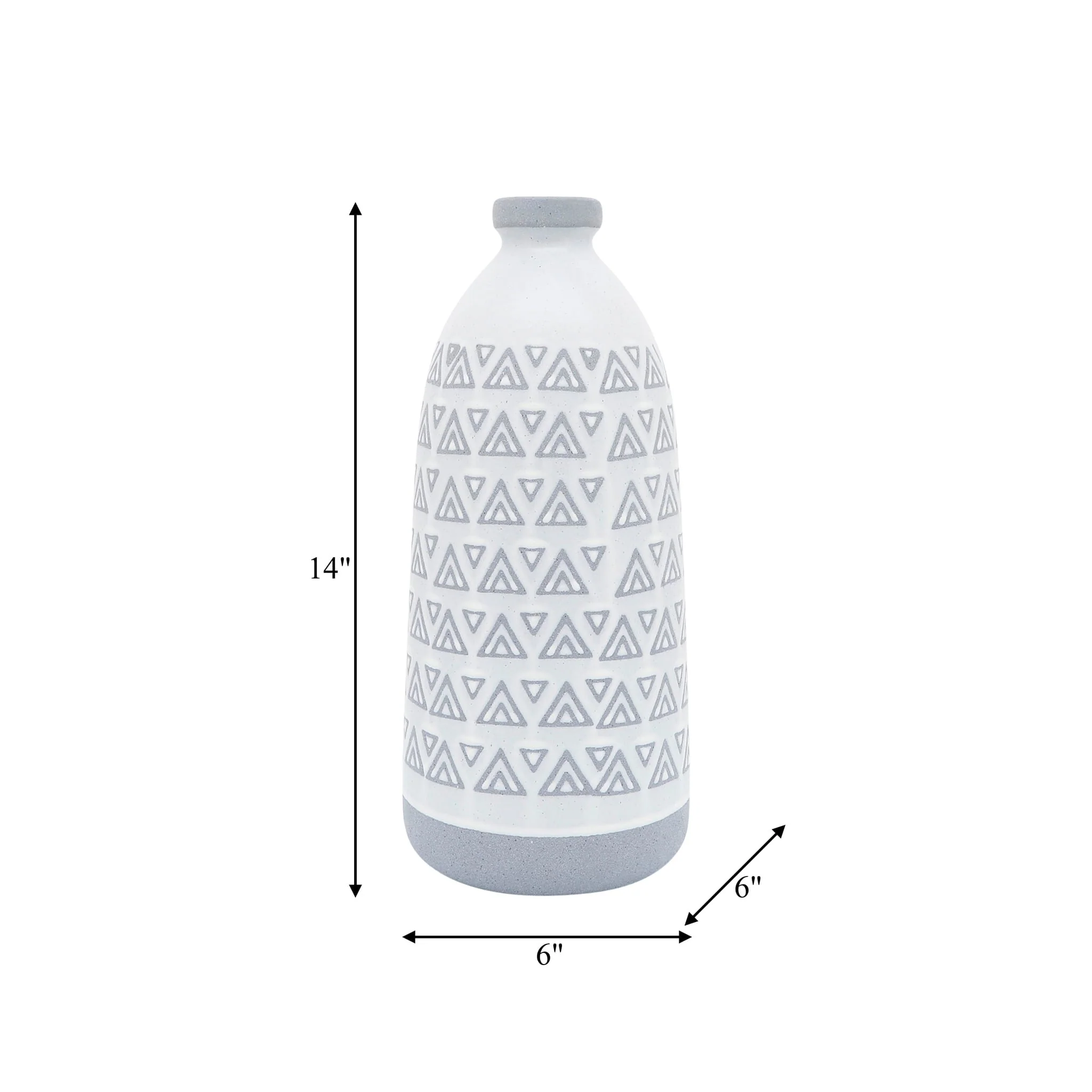 Cer, 14"h Aztec Vase, Gray - Image 8