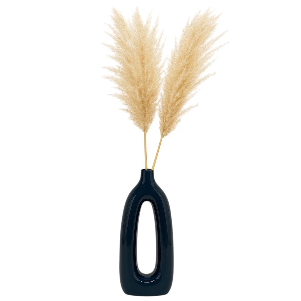 Cer, 14"h Open Cut-out Vase, Blue - Image 2