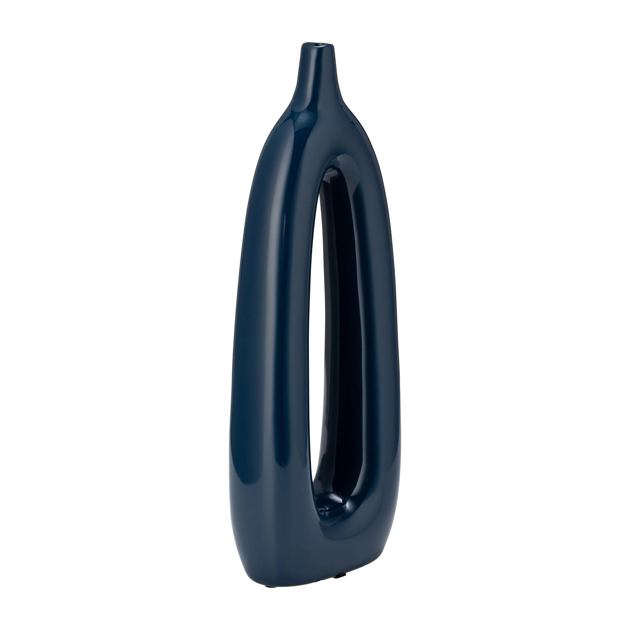 Cer, 14"h Open Cut-out Vase, Blue - Image 3