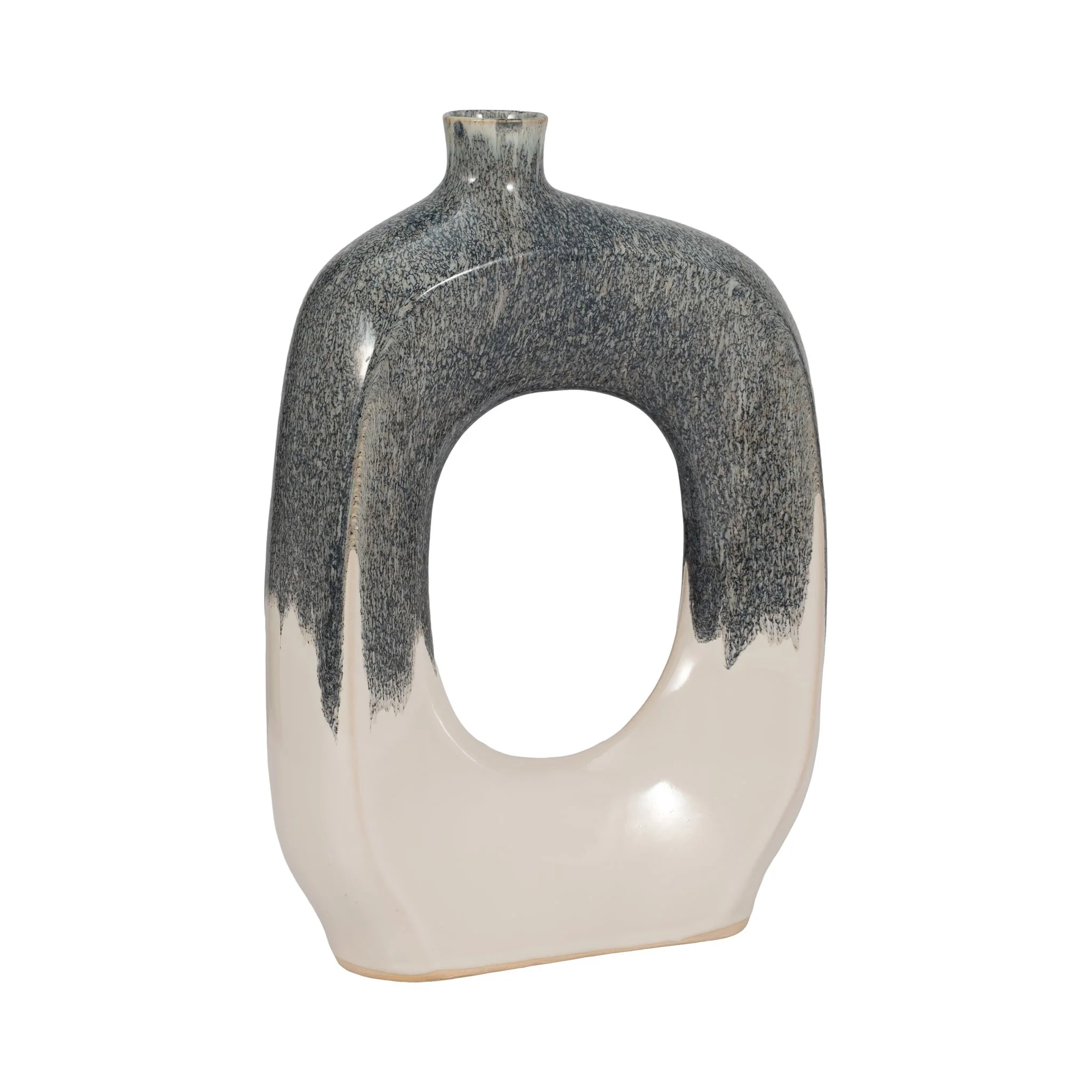 Cer, 15" Curvy Open Cut-out Vase, Blue/white - Image 3
