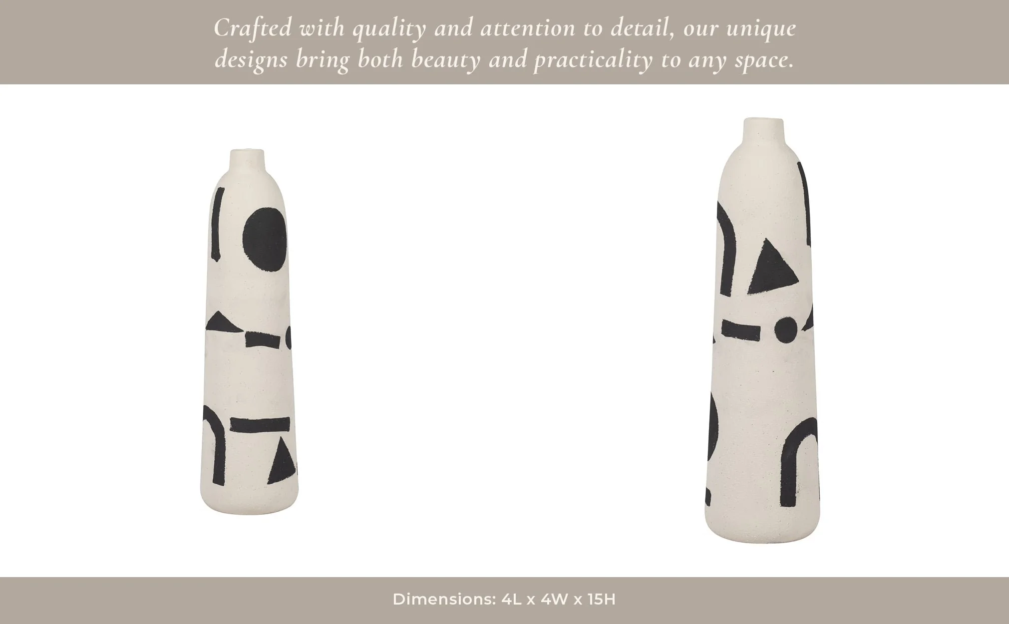 Cer, 15" Funky Vase, Ivory/black - Image 13
