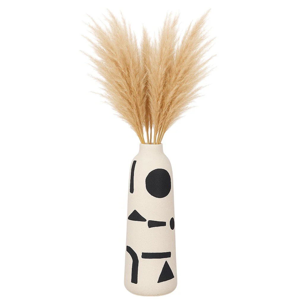 Cer, 15" Funky Vase, Ivory/black - Image 2
