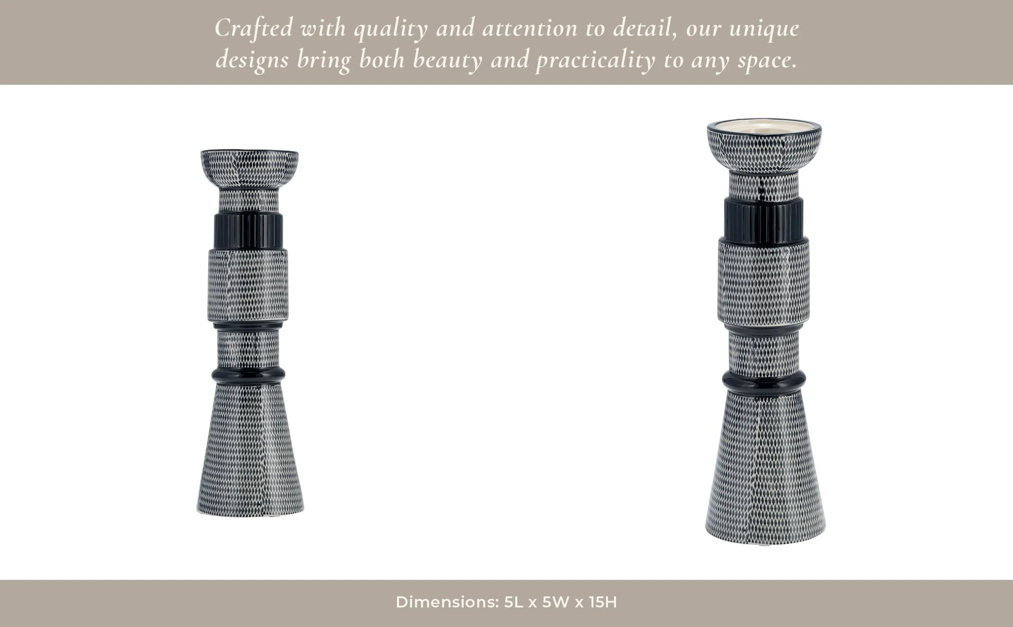 Cer,15"dotted Pillar Candle Holder,nvy Blue/cotton - Image 12