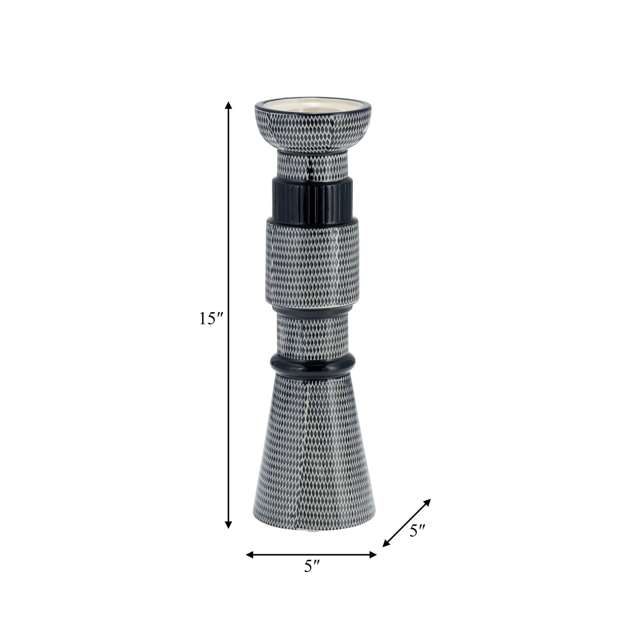 Cer,15"dotted Pillar Candle Holder,nvy Blue/cotton - Image 7