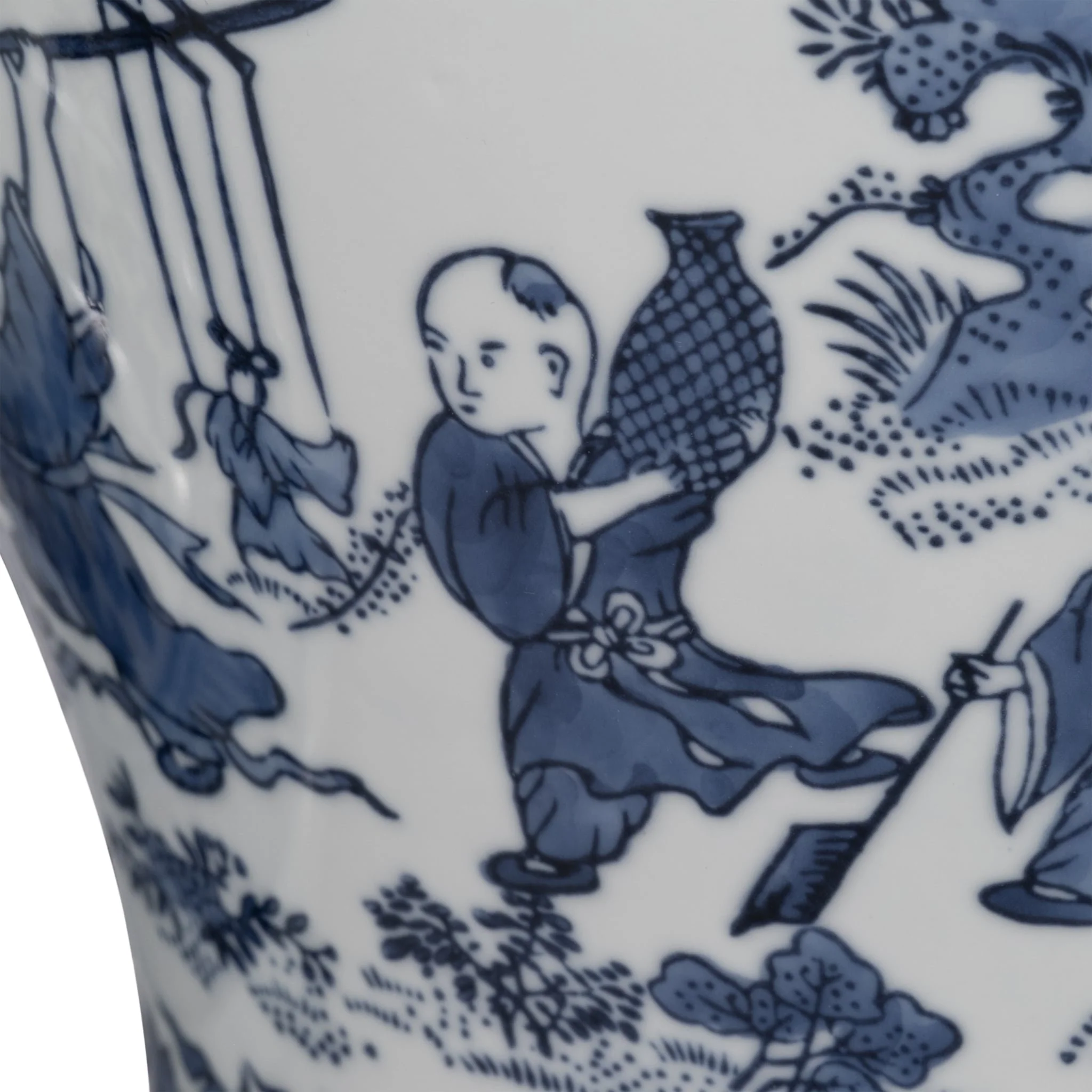 Cer, 15"h Blossoms Temple Jar, Blue - Image 5