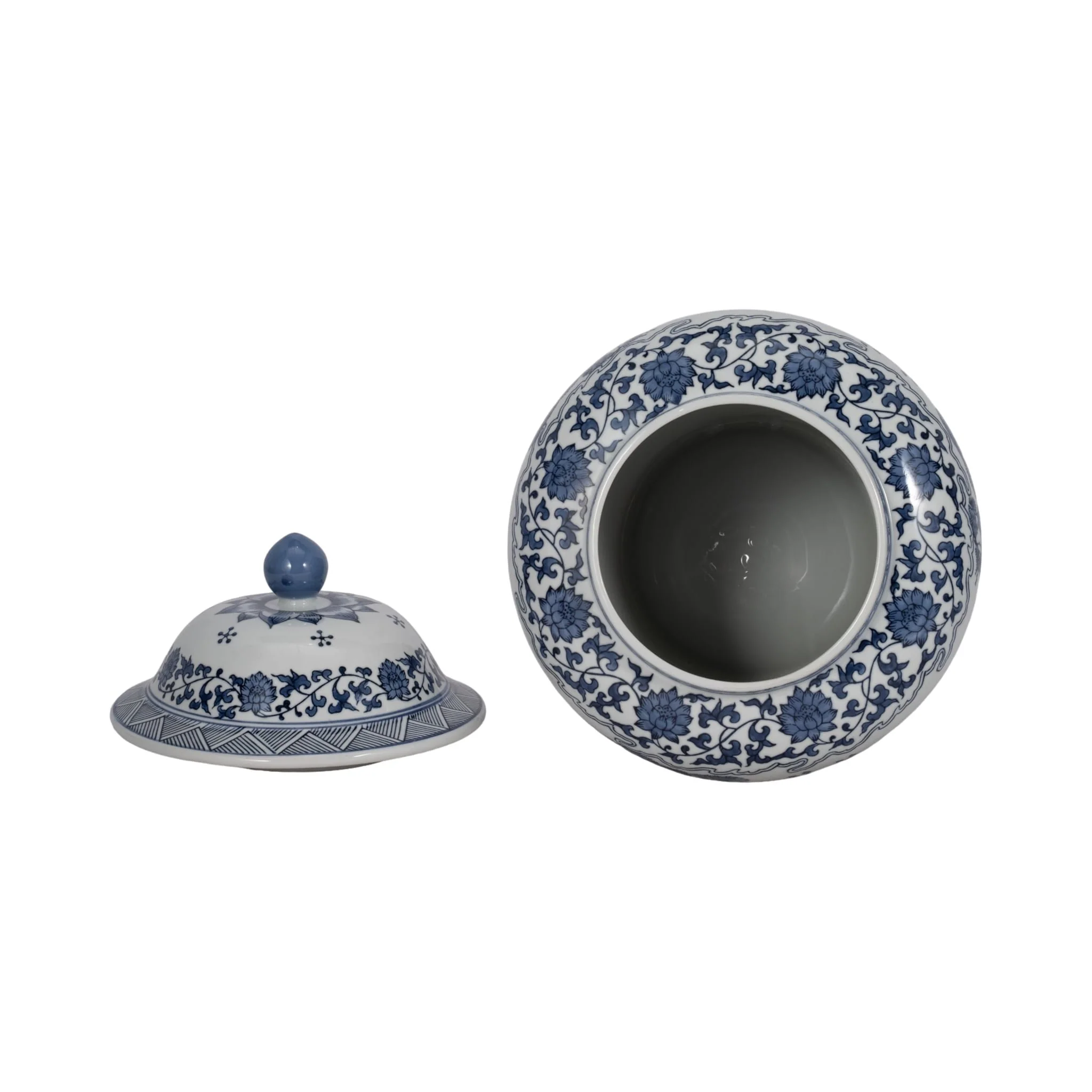 Cer, 15"h Blossoms Temple Jar, Blue - Image 6
