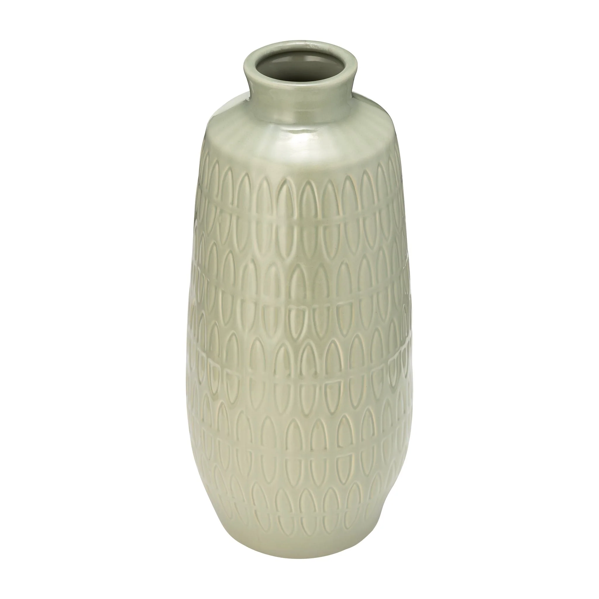 Cer, 15"h Carved Vase, Cucumber - Image 3