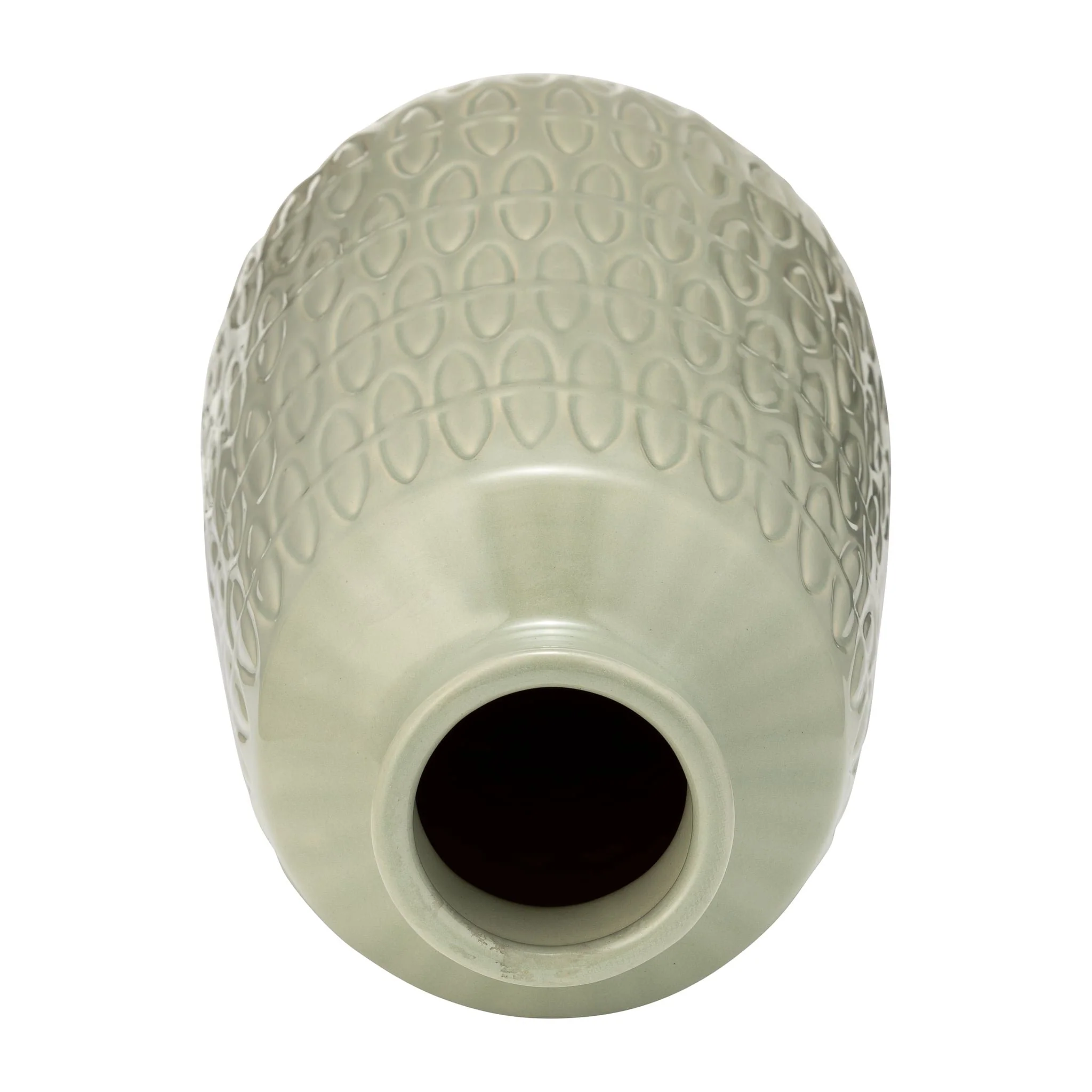 Cer, 15"h Carved Vase, Cucumber - Image 5