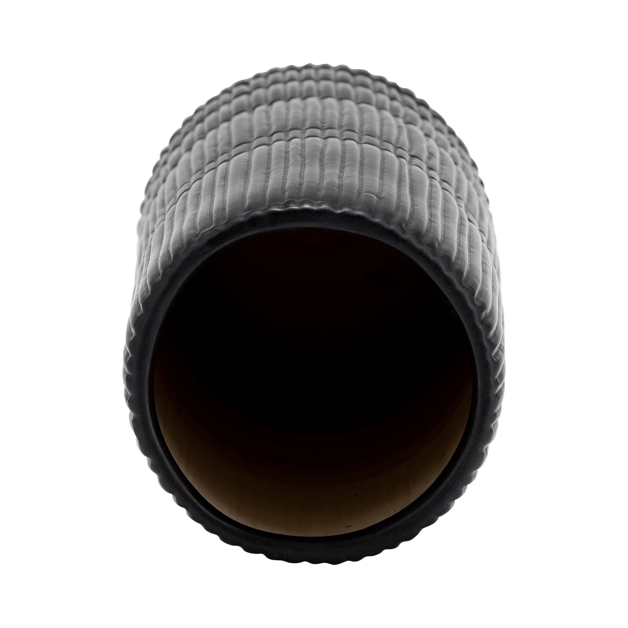 Cer, 15"h Lined Cylinder Vase, Matte Black - Image 4
