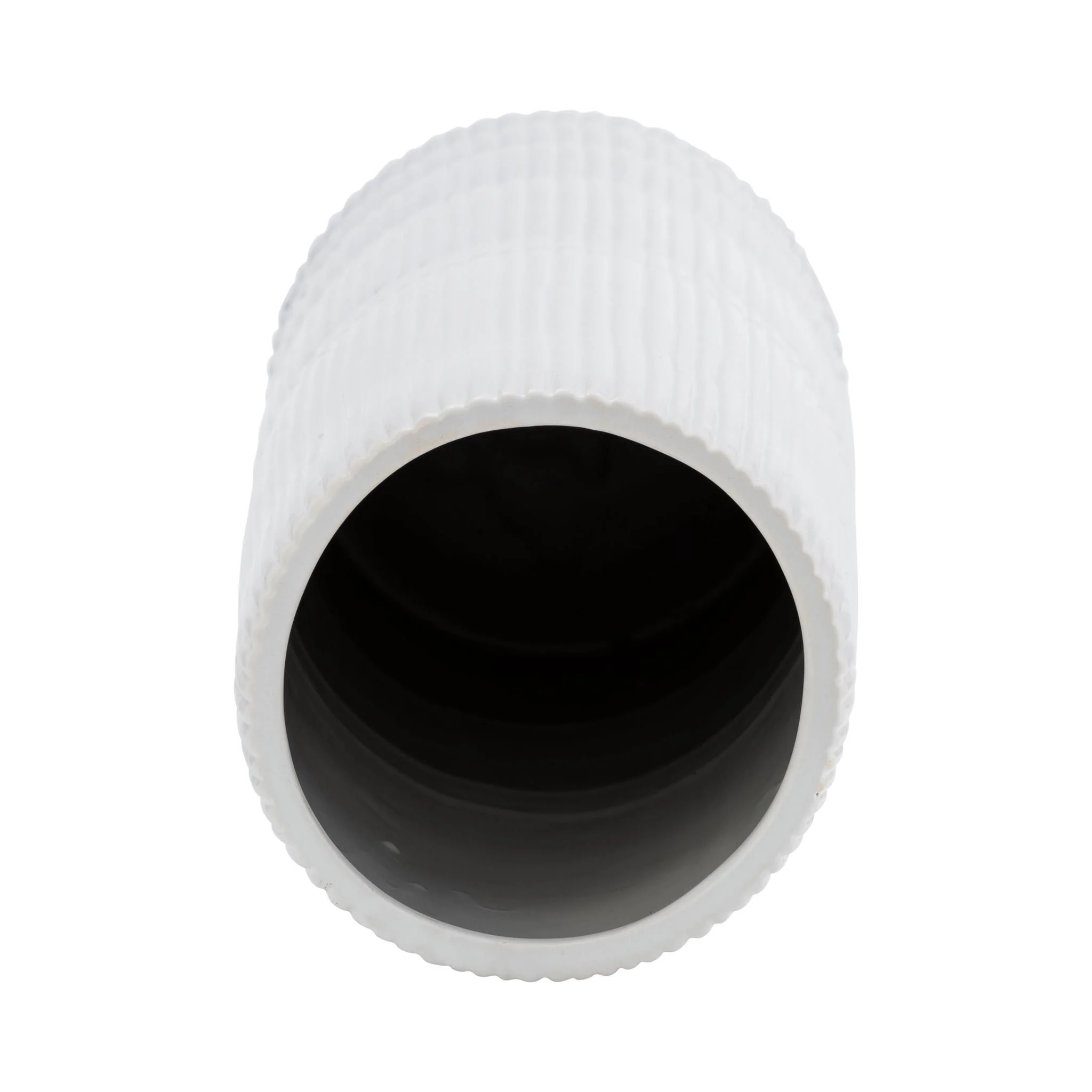 Cer, 15"h Lined Cylinder Vase, White - Image 4