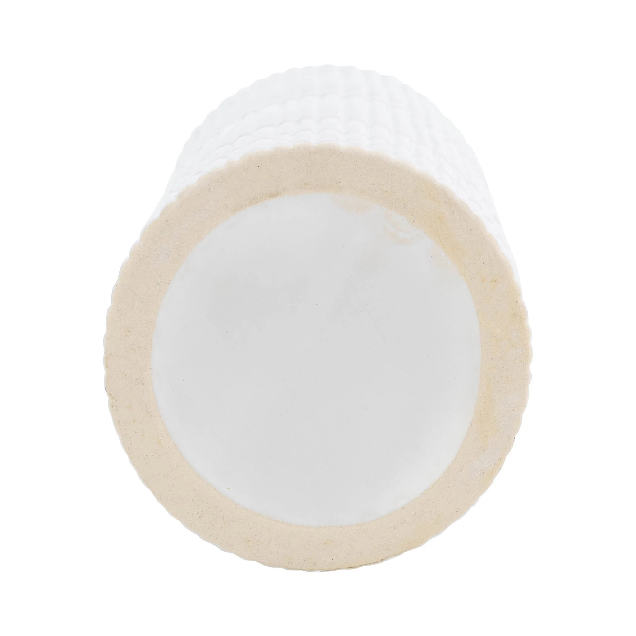 Cer, 15"h Lined Cylinder Vase, White - Image 5