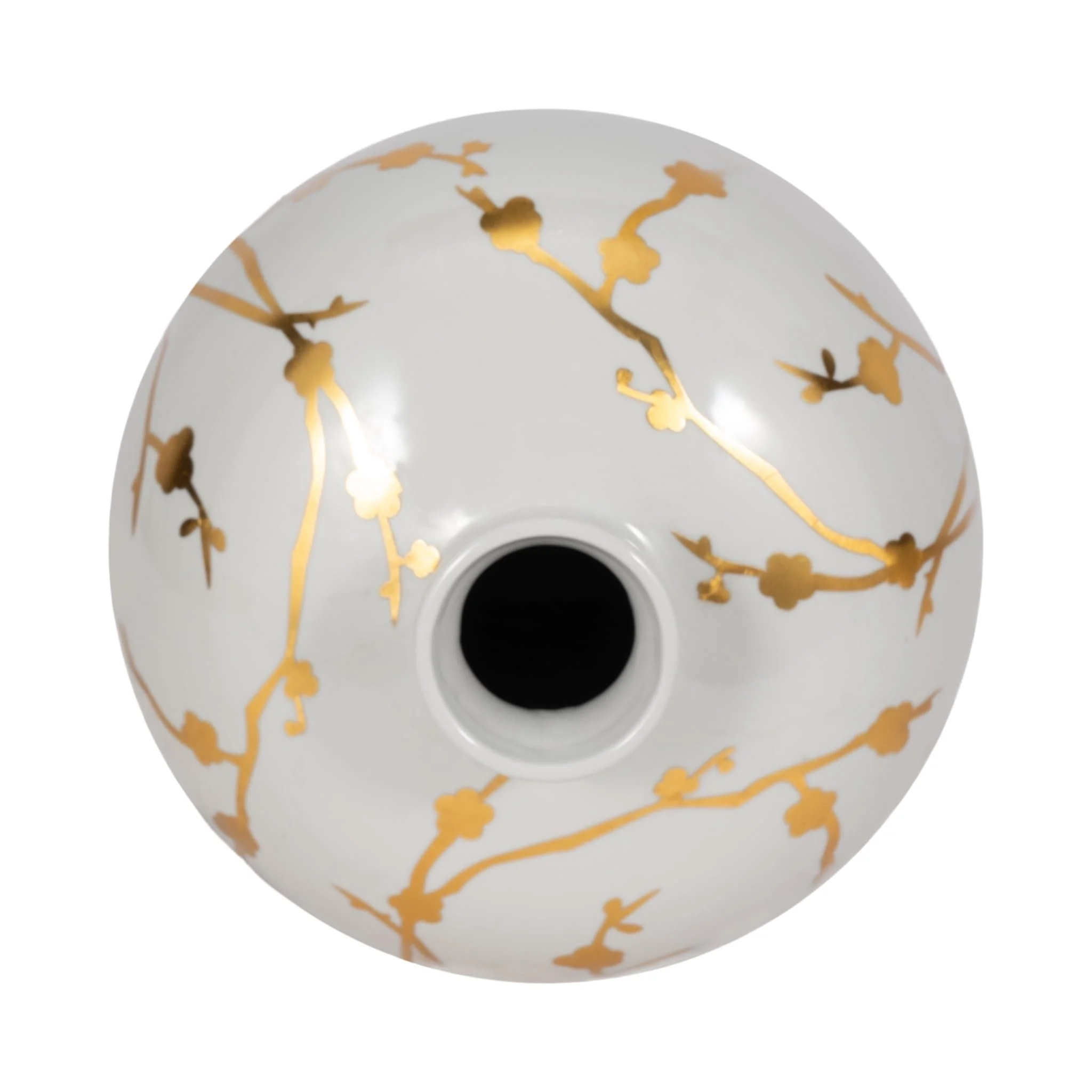 Cer 15"h, Vase W/ Gold Decal, White - Image 5