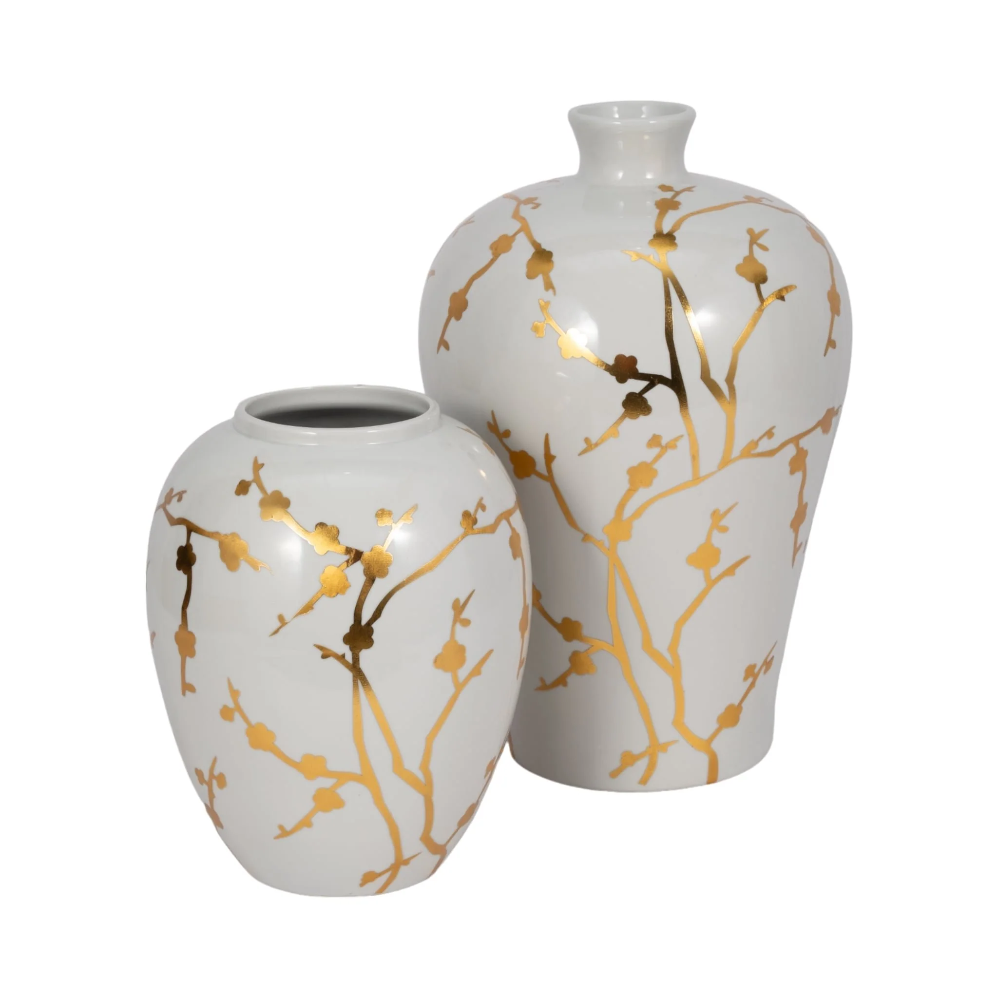Cer 15"h, Vase W/ Gold Decal, White - Image 7