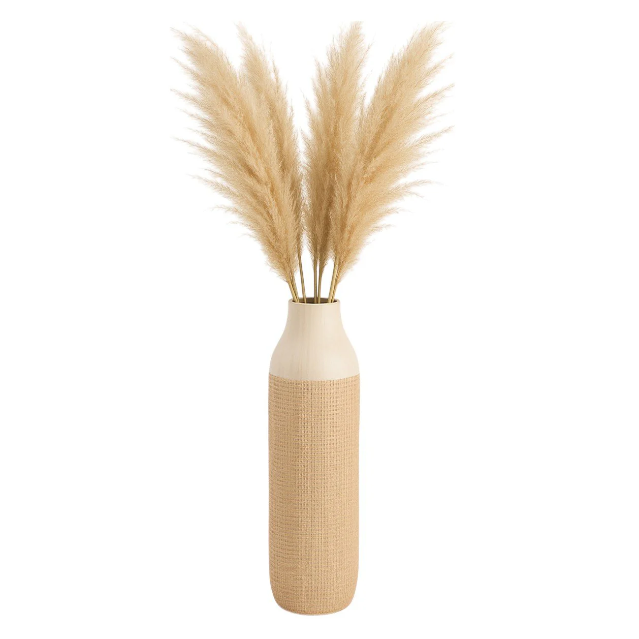 Cer, 16" 2-tone Vase, White/tan - Image 2