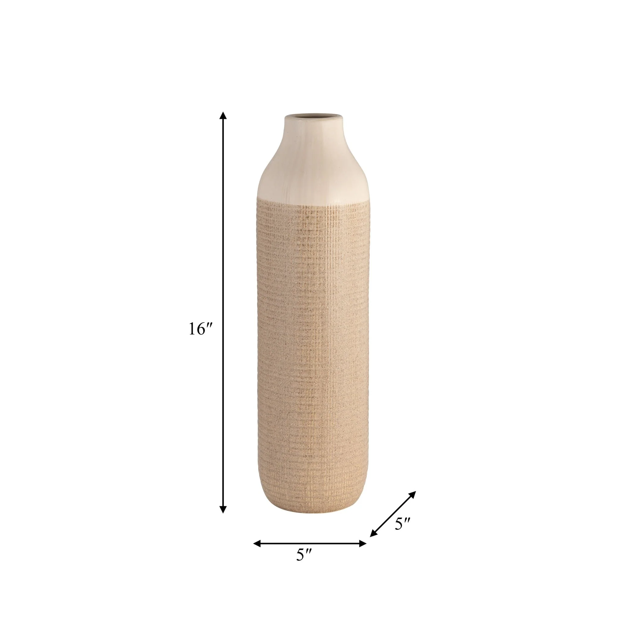 Cer, 16" 2-tone Vase, White/tan - Image 6