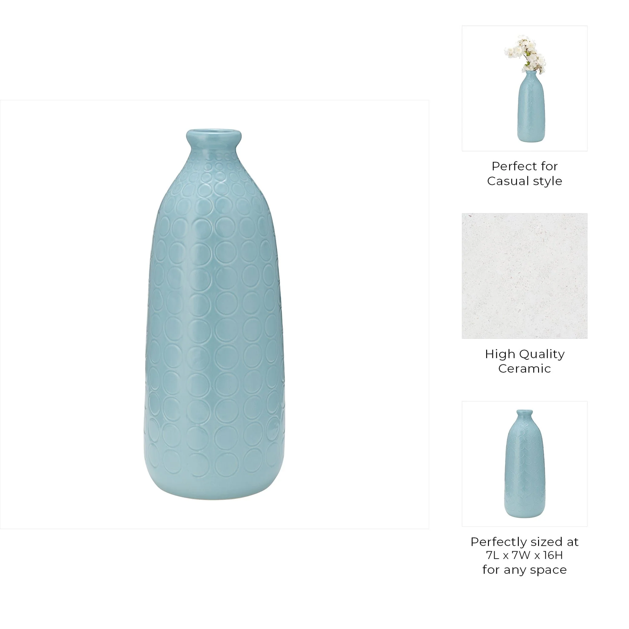 Cer, 16" Circles Vase, Aqua Haze - Image 7