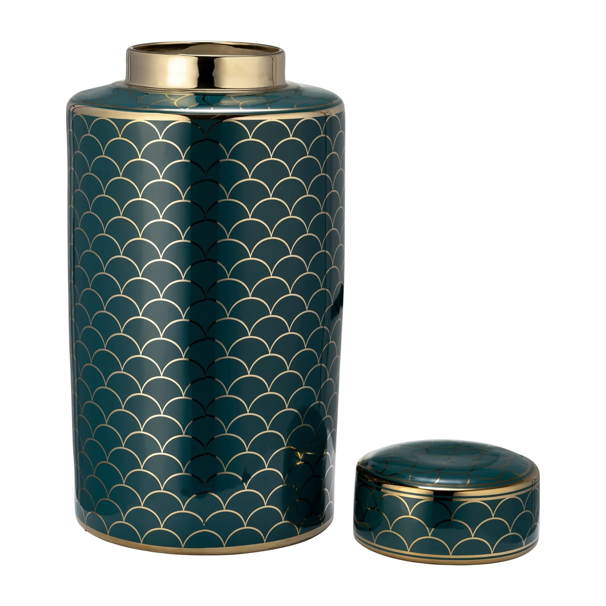 Cer, 16" Crackle Jar W/ Lid, Gold - Image 2