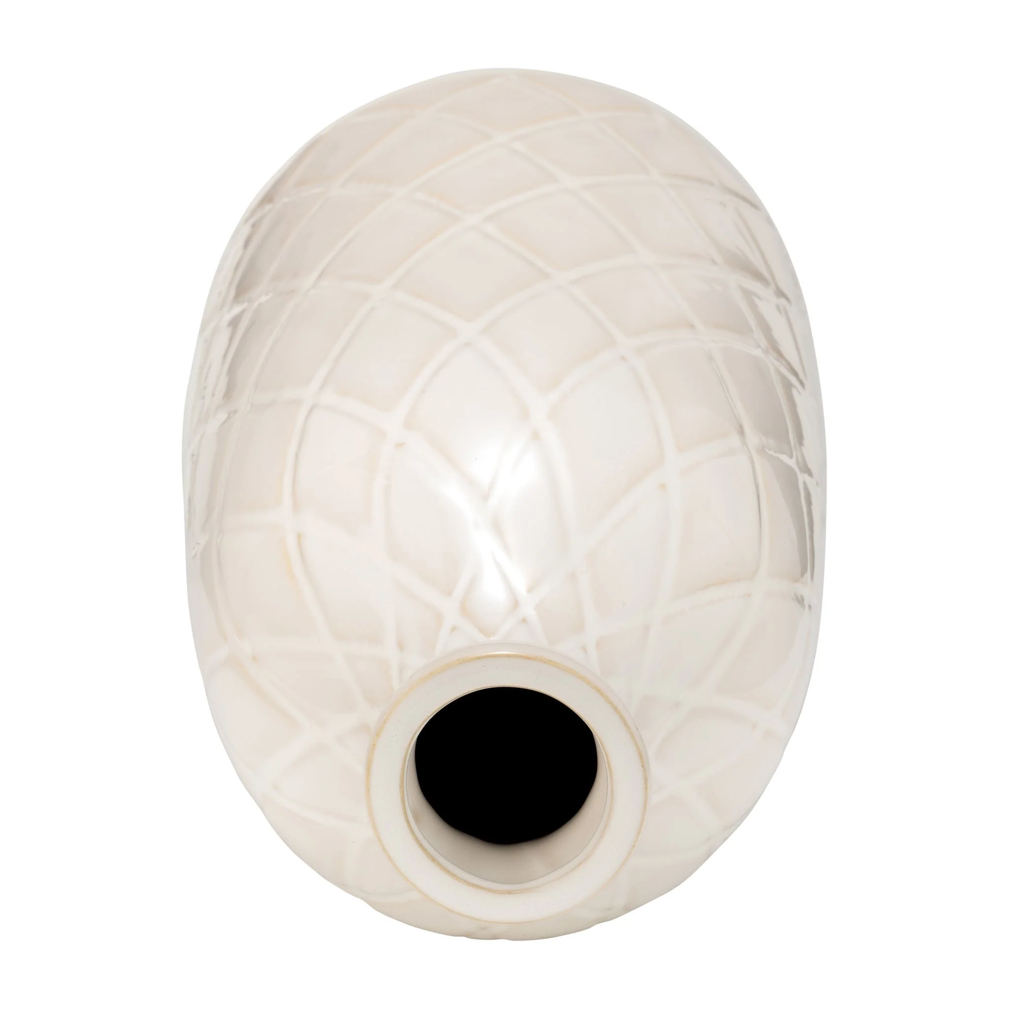 Cer, 16" Plaid Textured Vase, Beige - Image 4