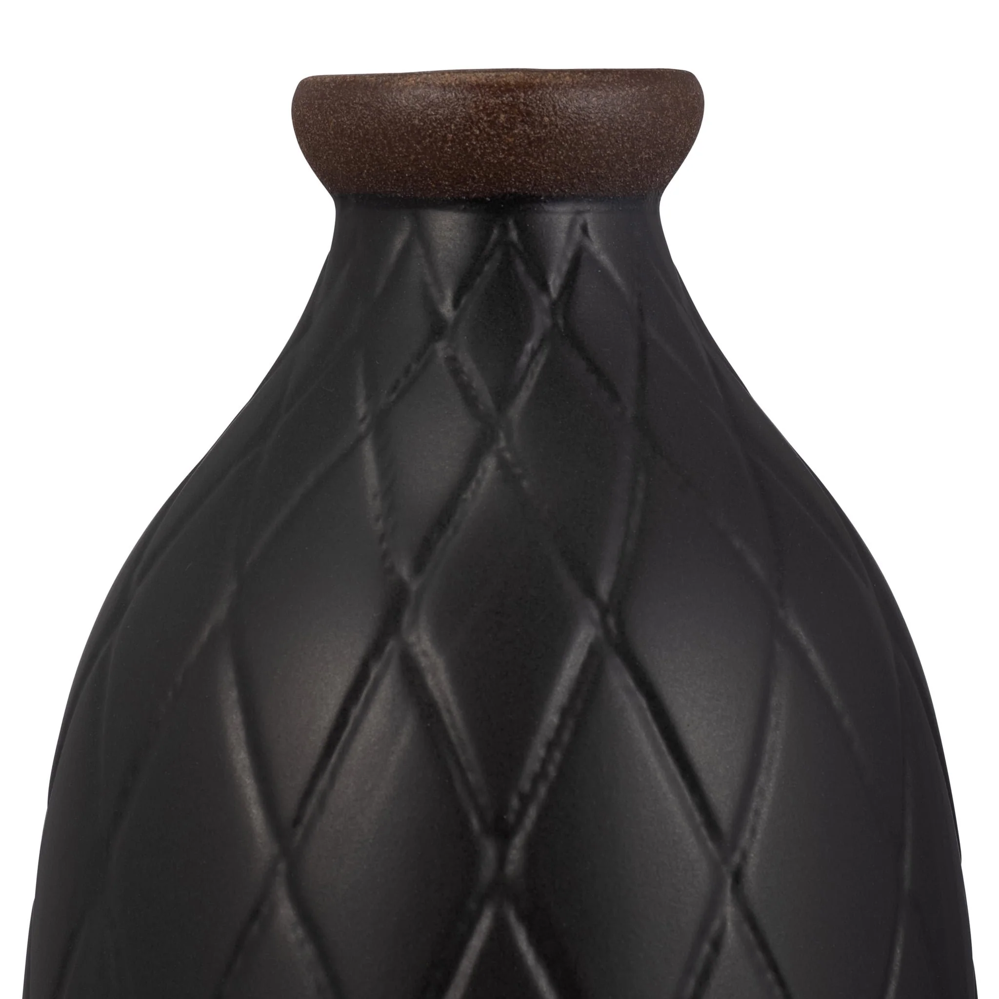Cer, 16" Plaid Textured Vase, Black - Image 4