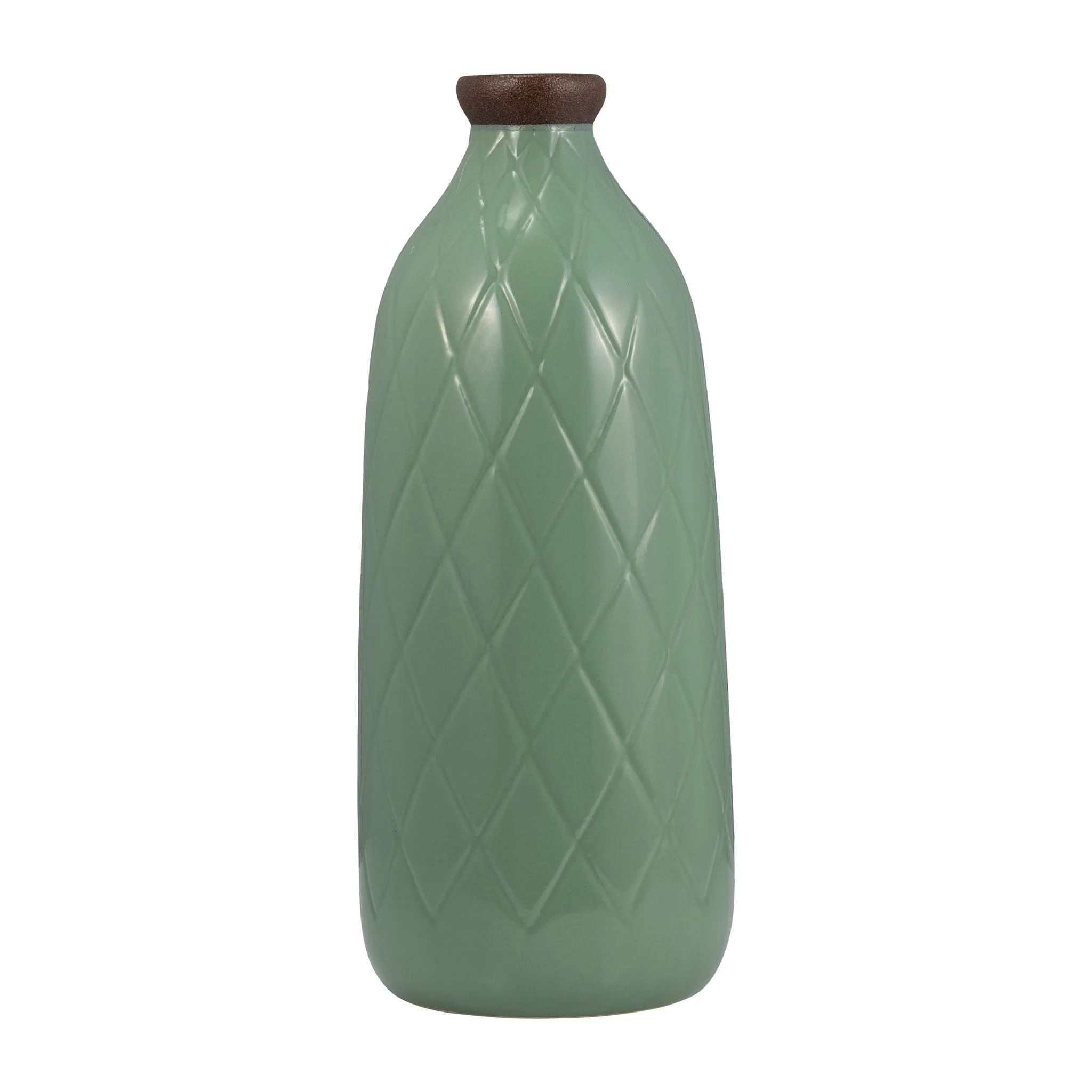 Cer, 16" Plaid Textured Vase, Dark Sage - Image 3