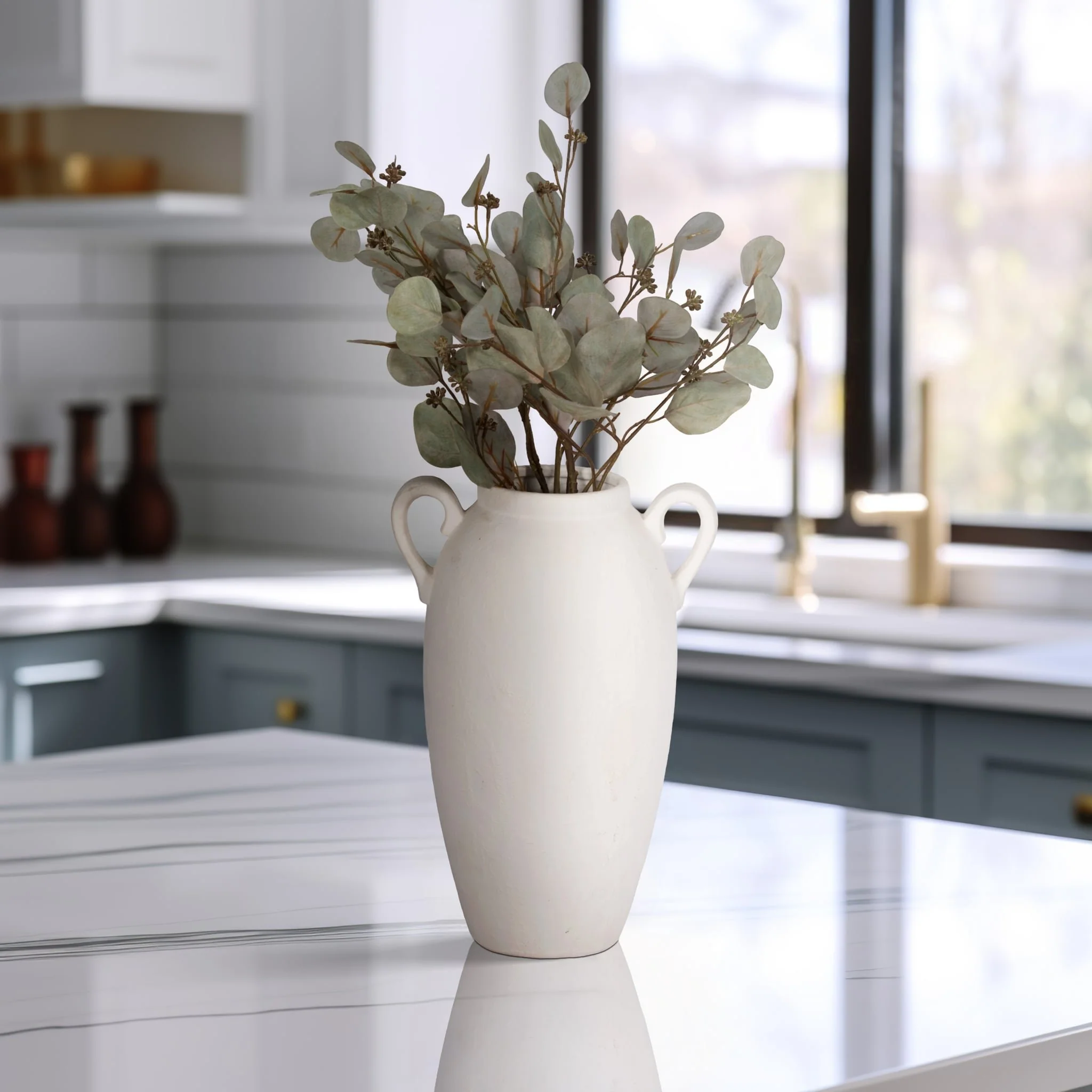 Cer, 16" Textured Jug W/ Handles, White - Image 11