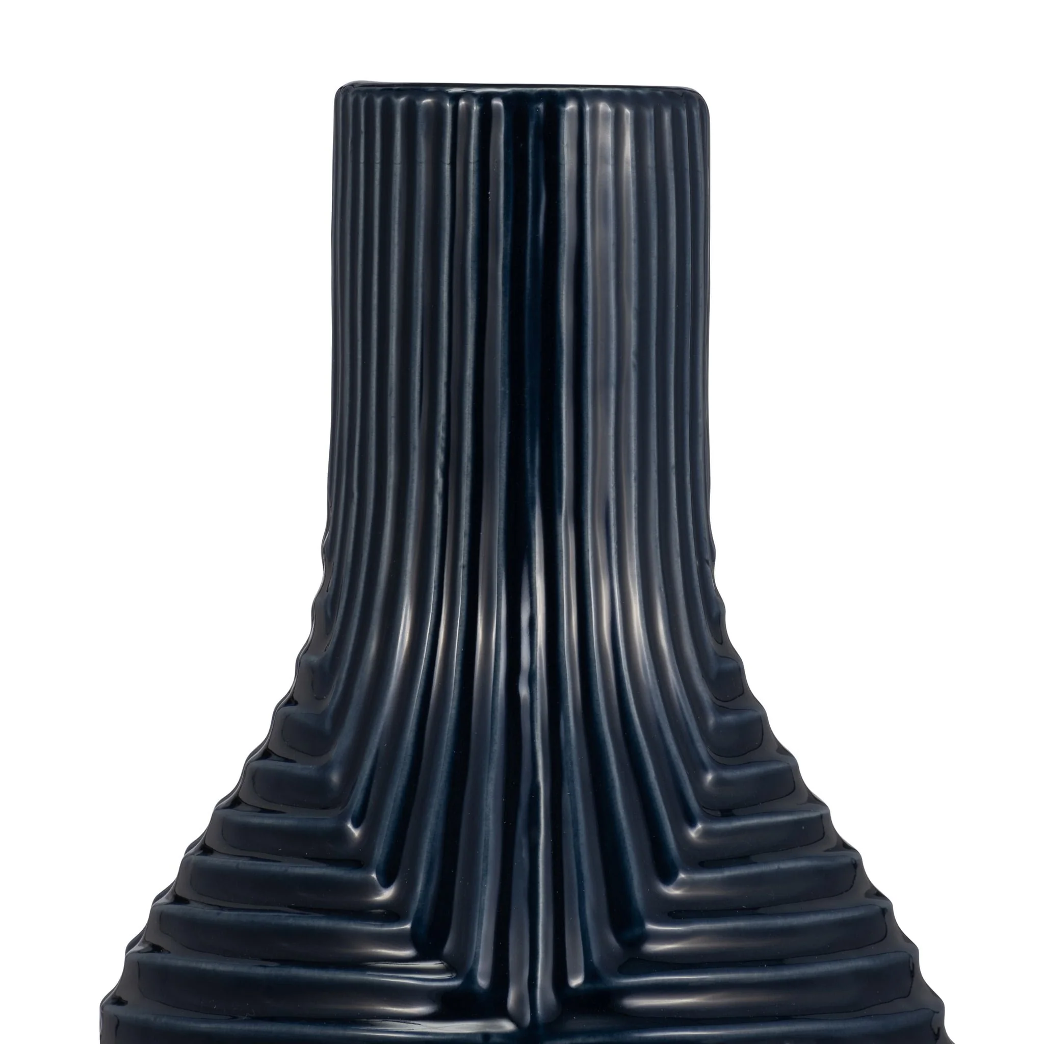 Cer, 16" Tribal Vase, Navy Blue - Image 4