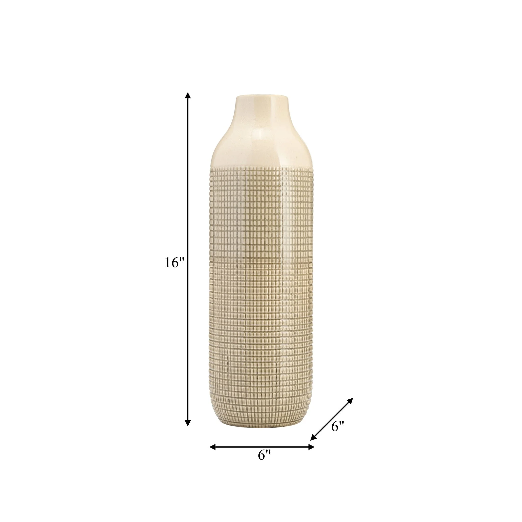 Cer, 16"h 3-tone Vase, Olive Green - Image 2