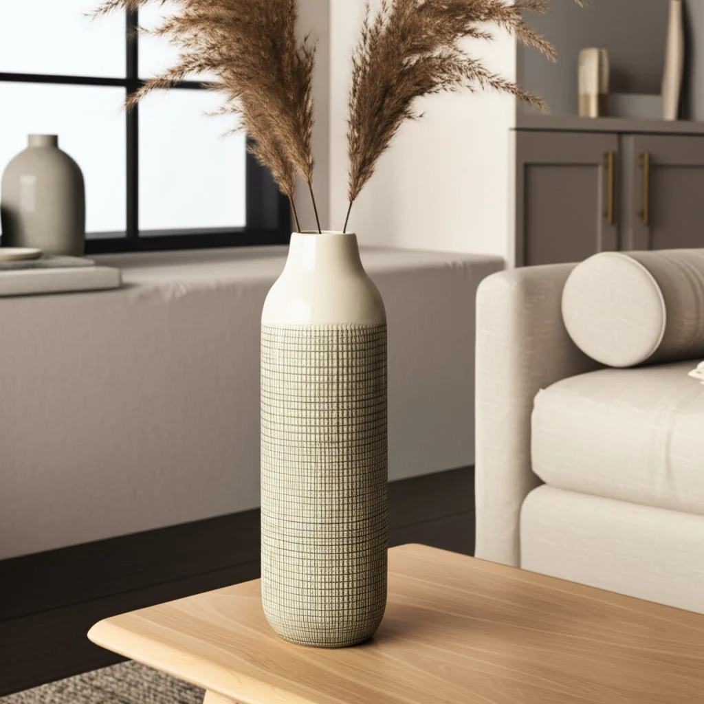 Cer, 16"h 3-tone Vase, Olive Green - Image 7
