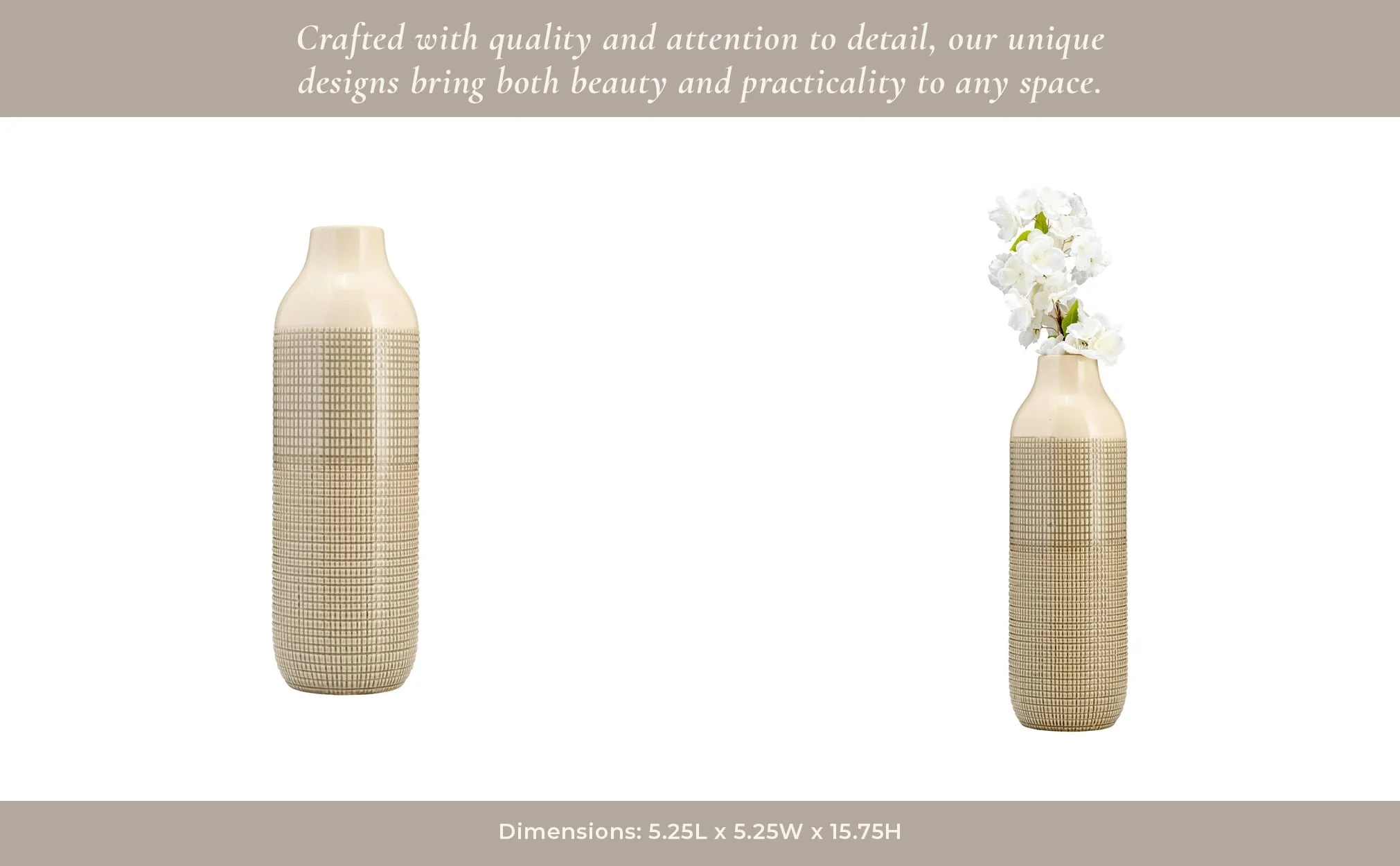 Cer, 16"h 3-tone Vase, Olive Green - Image 8