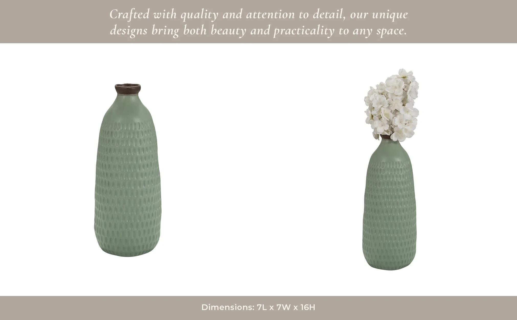 Cer, 16"h Dimpled Vase, Green - Image 14