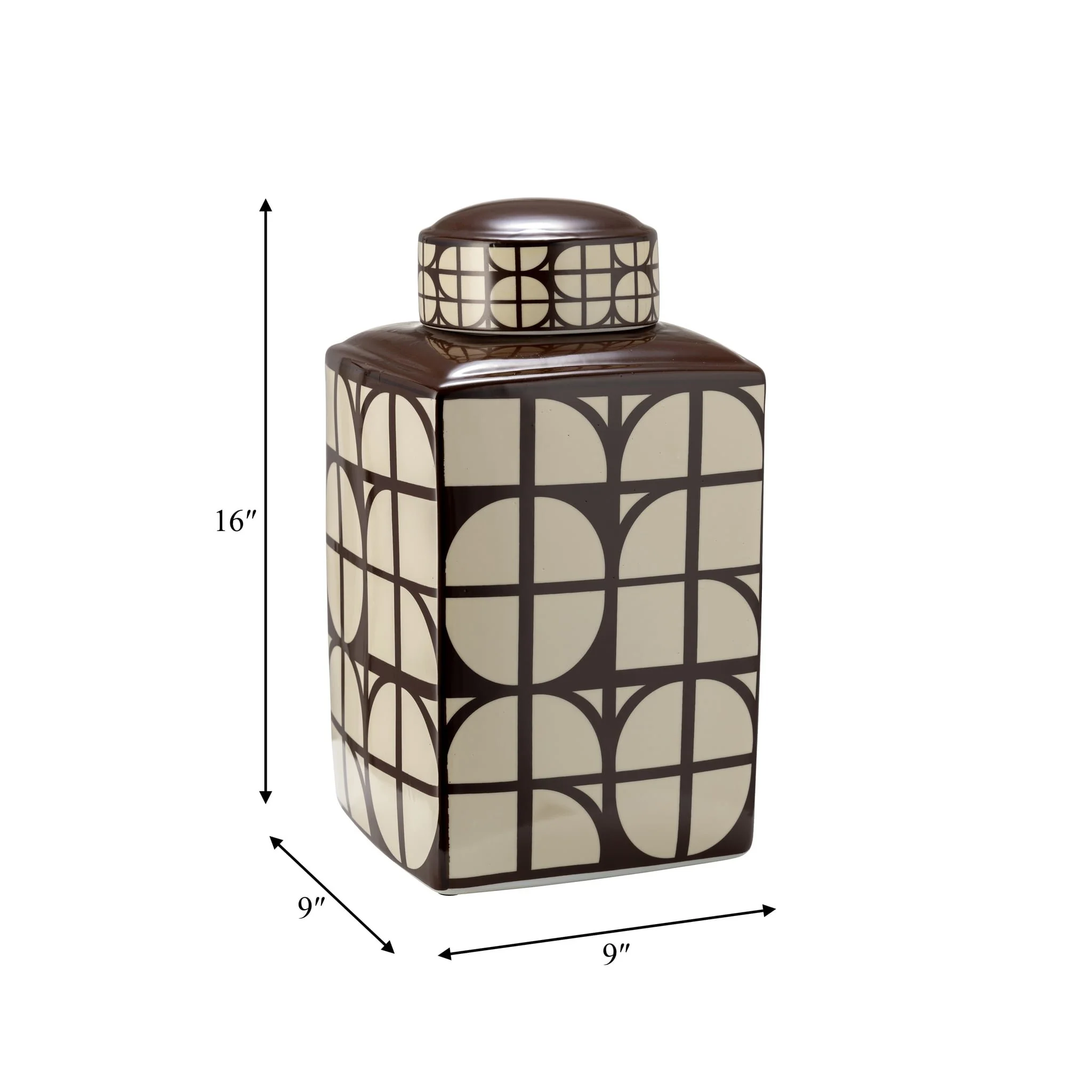 Cer, 16"h Square Jar W/ Lid, Java/cotton - Image 3