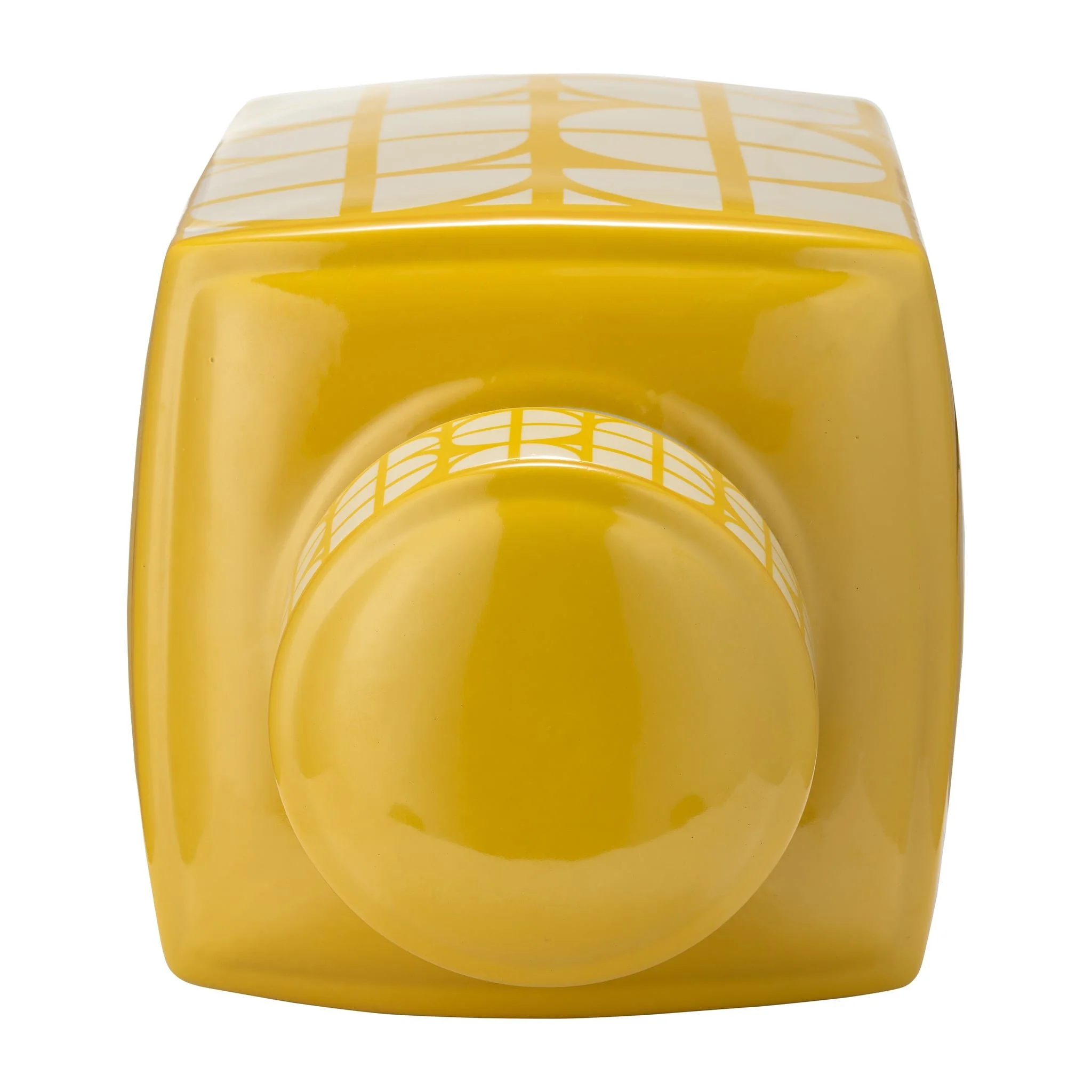 Cer, 16"h Square Jar W/ Lid, Yellow/cotton - Image 3