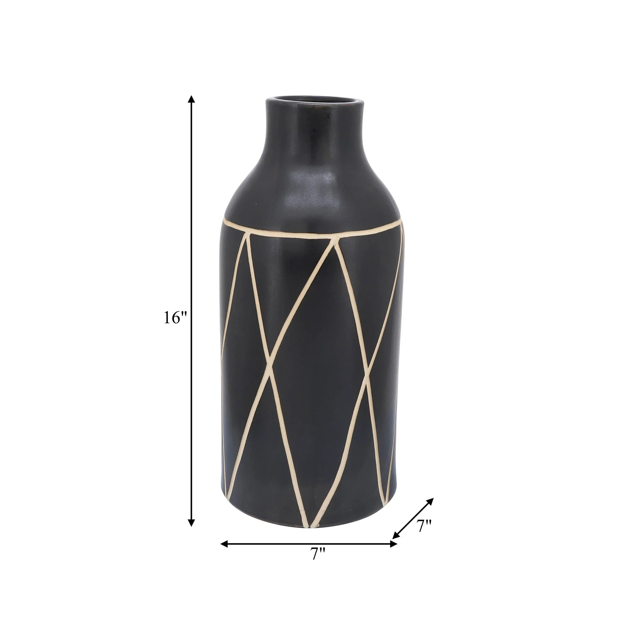 Cer, 16"h Tribal Vase, Black - Image 8