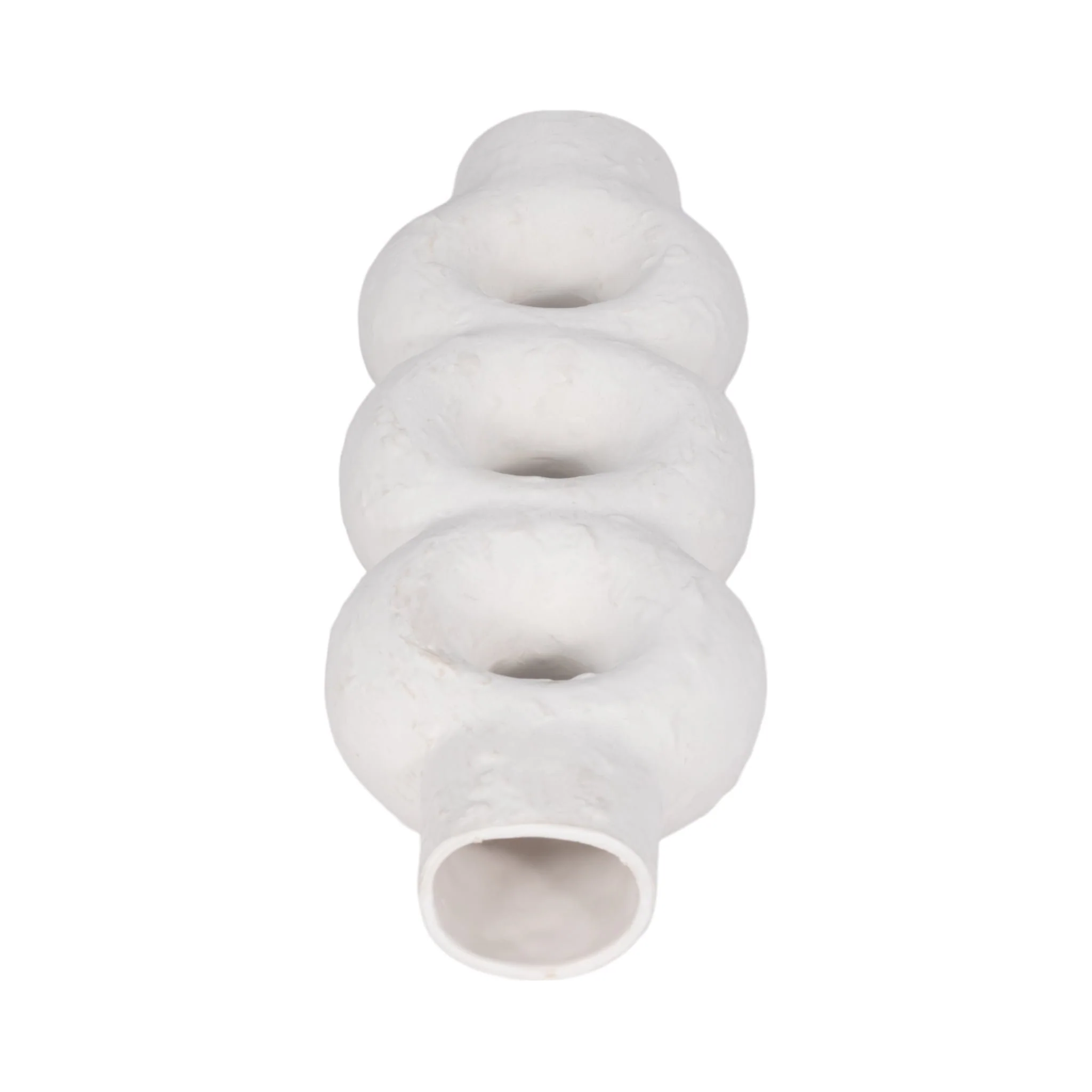 Cer, 17" Textured Stacked Circles Vase, White - Image 6