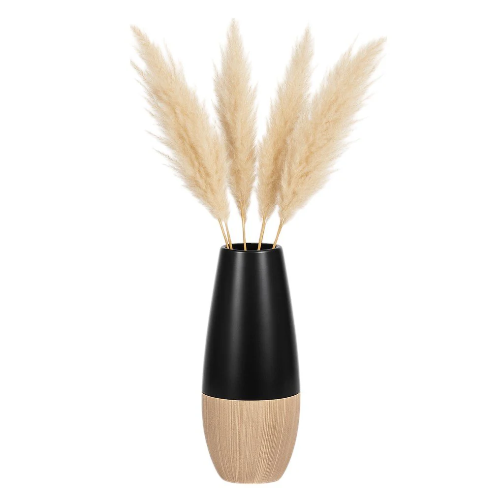 Cer, 17"h 2-tone Vase, Creme/black - Image 2