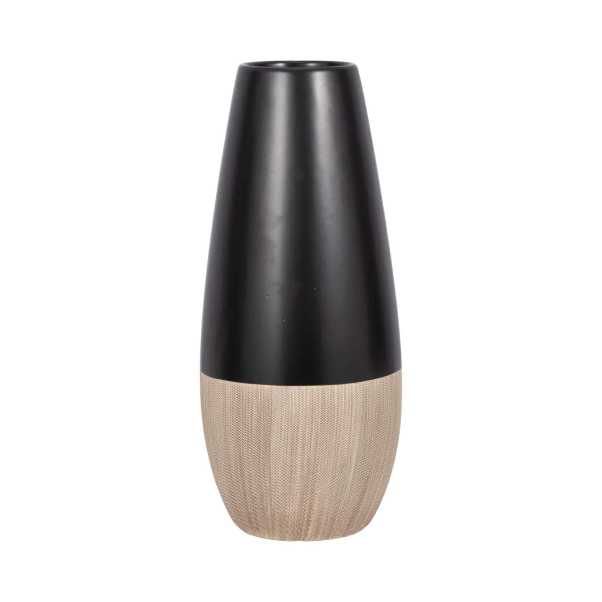 Cer, 17"h 2-tone Vase, Creme/black - Image 3