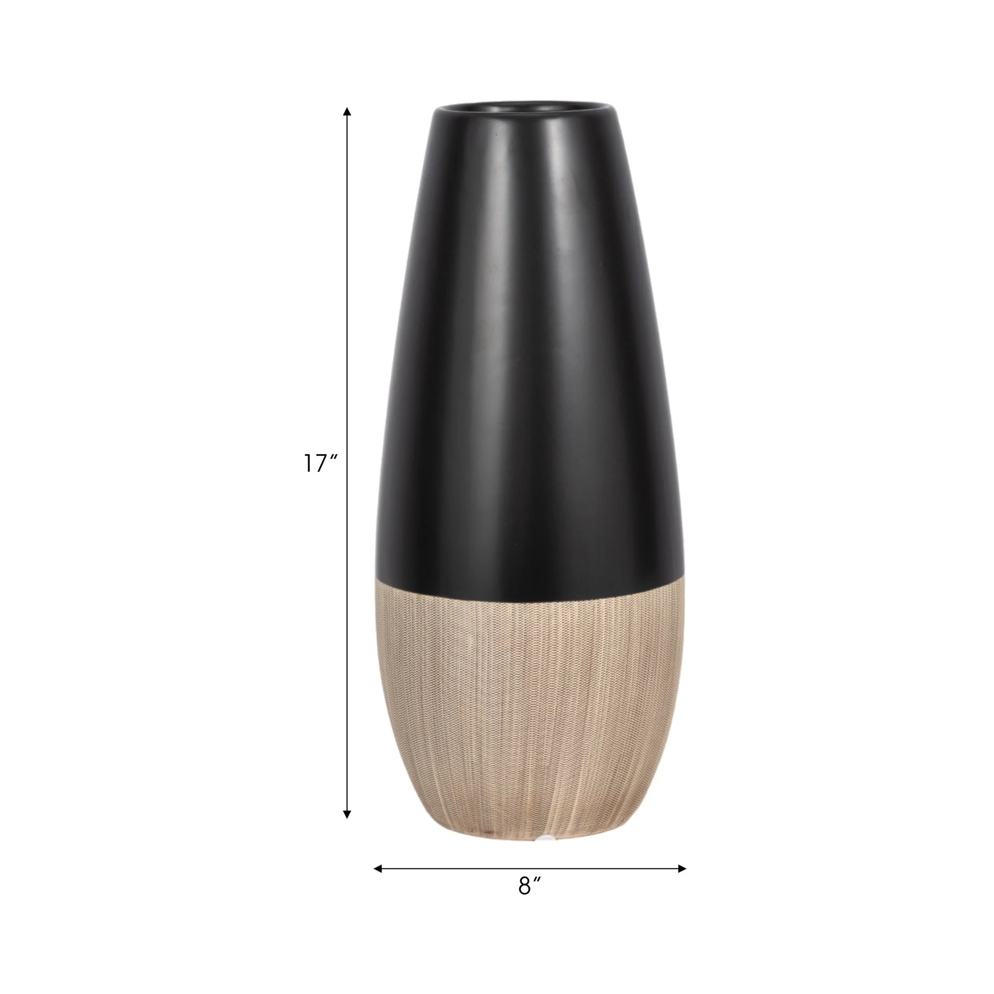 Cer, 17"h 2-tone Vase, Creme/black - Image 7