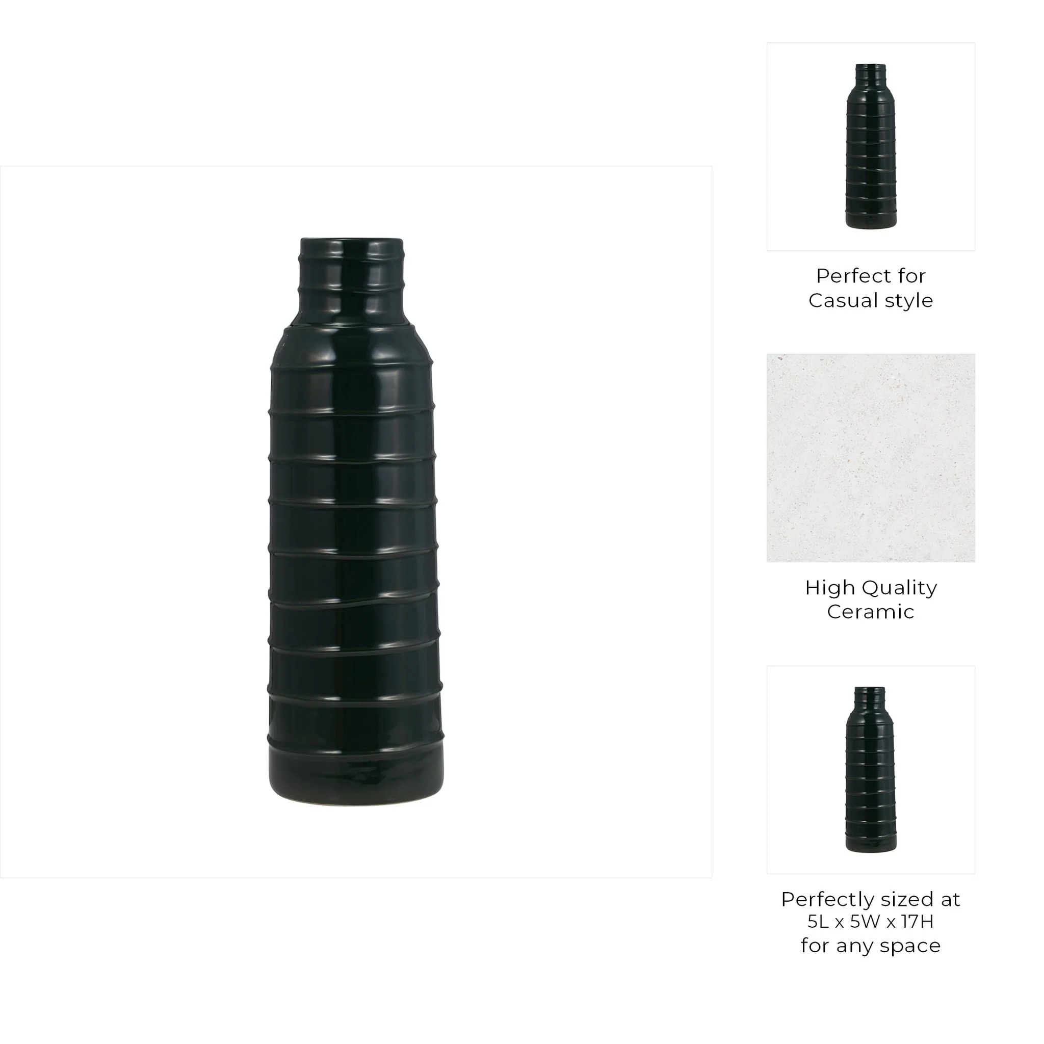 Cer, 17"h Tribal Vase, Forest Green - Image 10