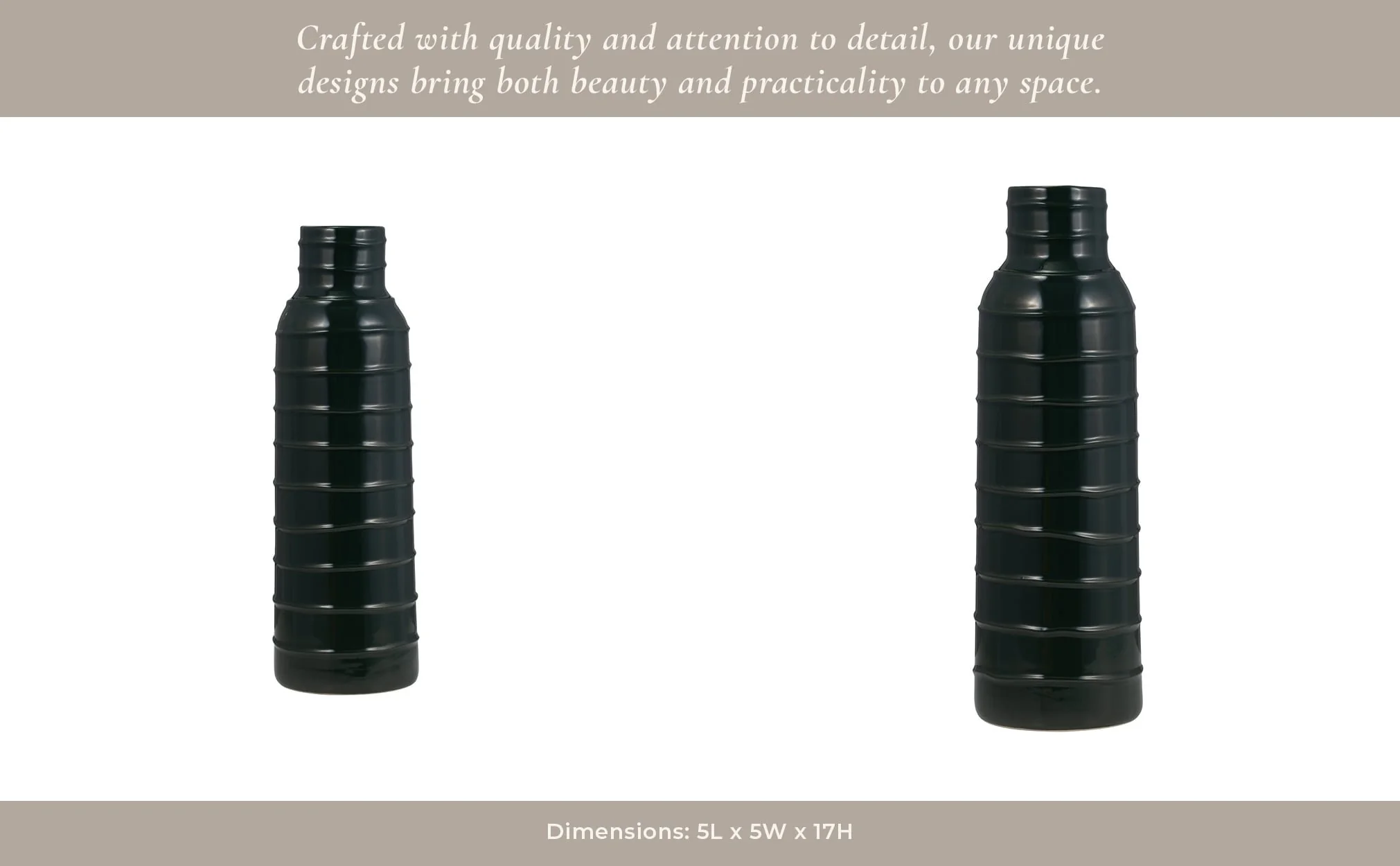 Cer, 17"h Tribal Vase, Forest Green - Image 15